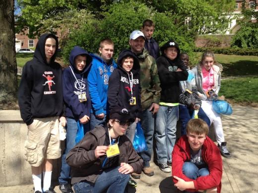 State College - Visitors from Erie were wearing sweat shirts and hoods, thanks to today's cool weather.