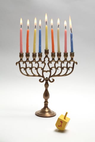 State College - Hanukkah Menora and dreidel
