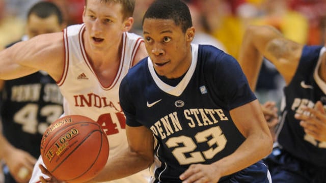 State College - Tim Frazier pushes the ball up the court.

Photo by Mark Selders