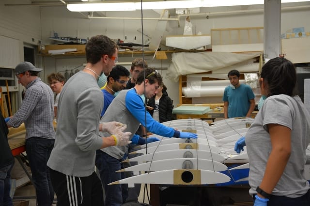 Engineering Students Building Human-Powered Aircraft