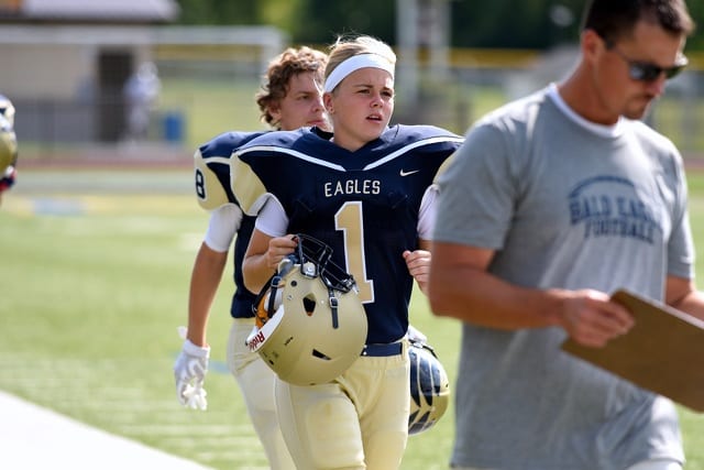 State College - BEA kicker|Charlee Harris|Charlee Harris and teammates|State High women football