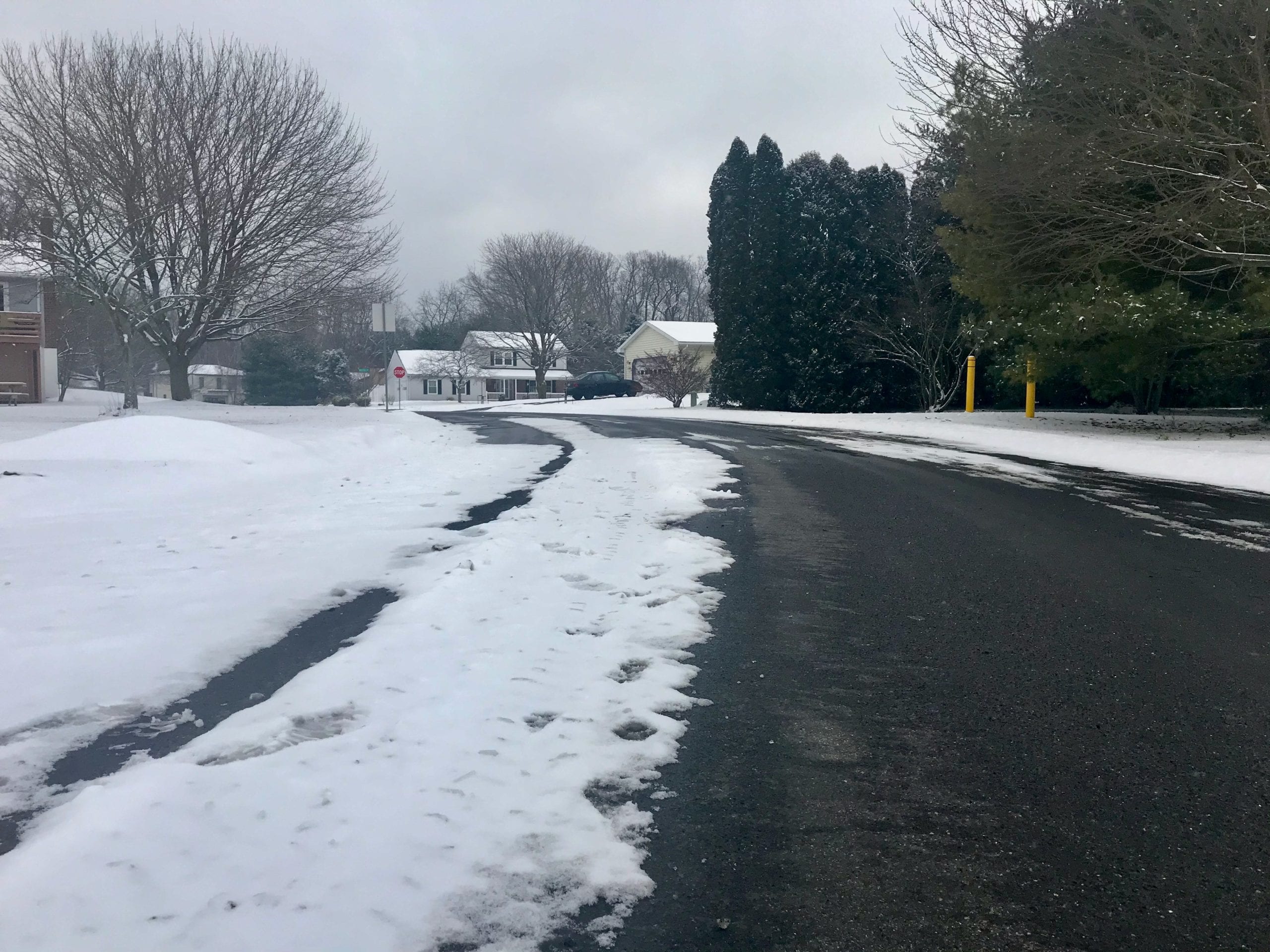 State College - Snow on road Ferguson Township
