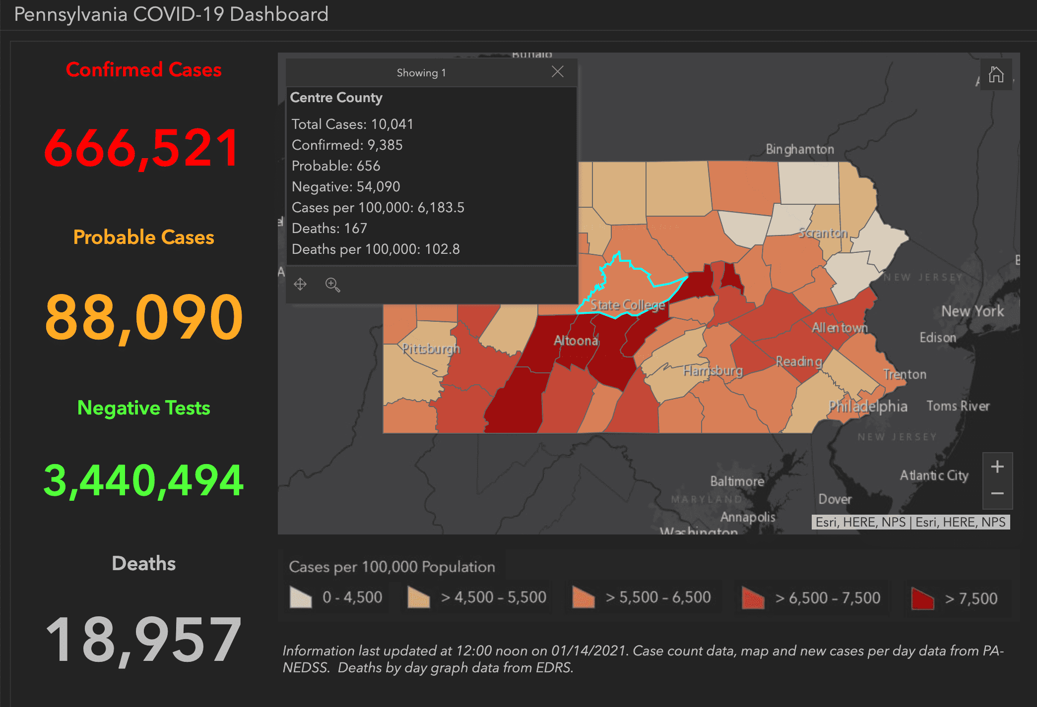 State College - COVID dashboard 1-15-21