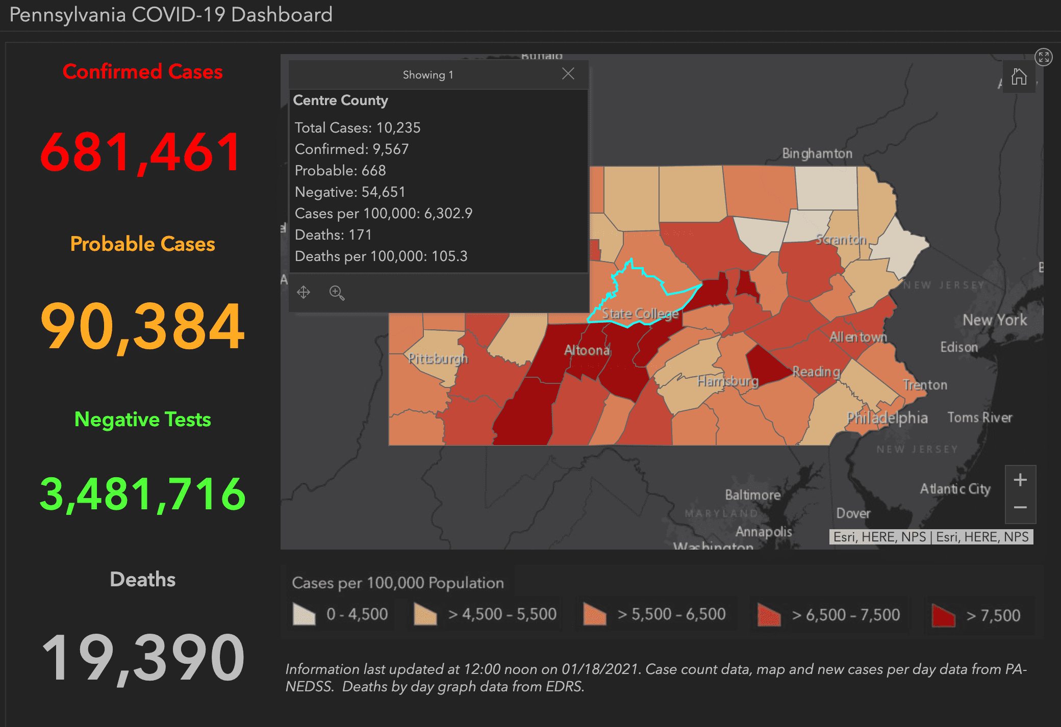 State College - COVID dashboard 1-18-21
