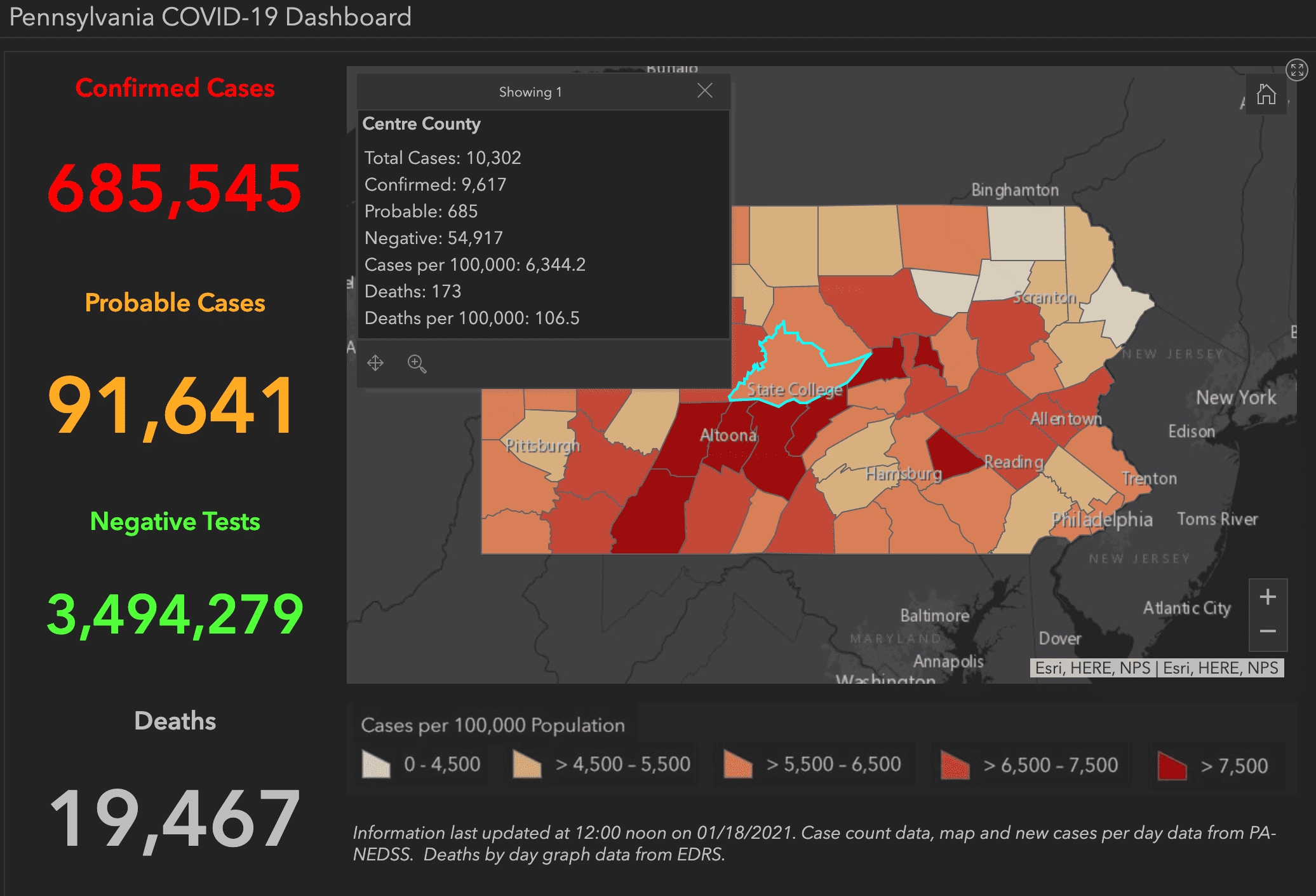 State College - COVID-19 dashboard 1-19-21