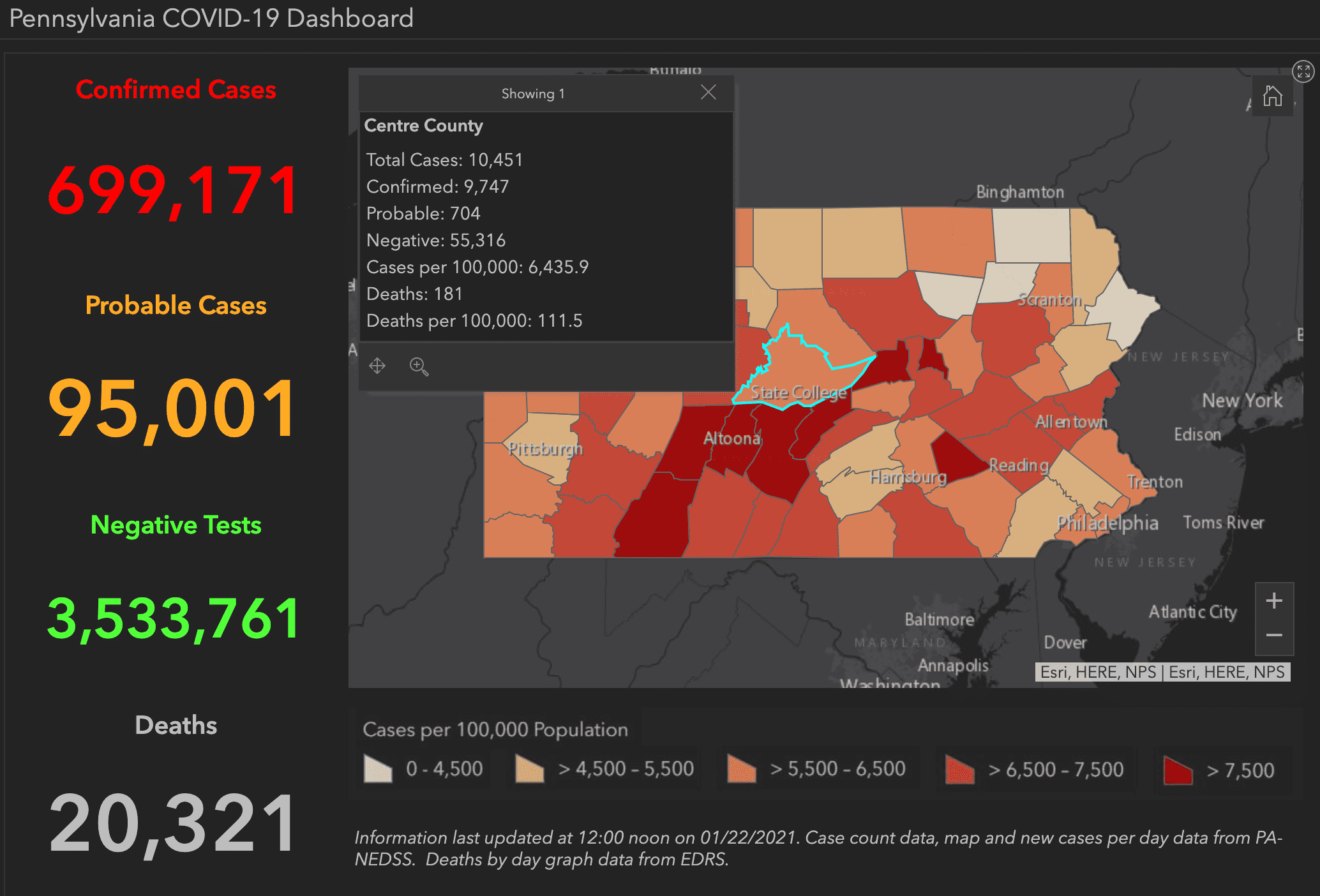 State College - COVID-19 dashboard 1-22-21