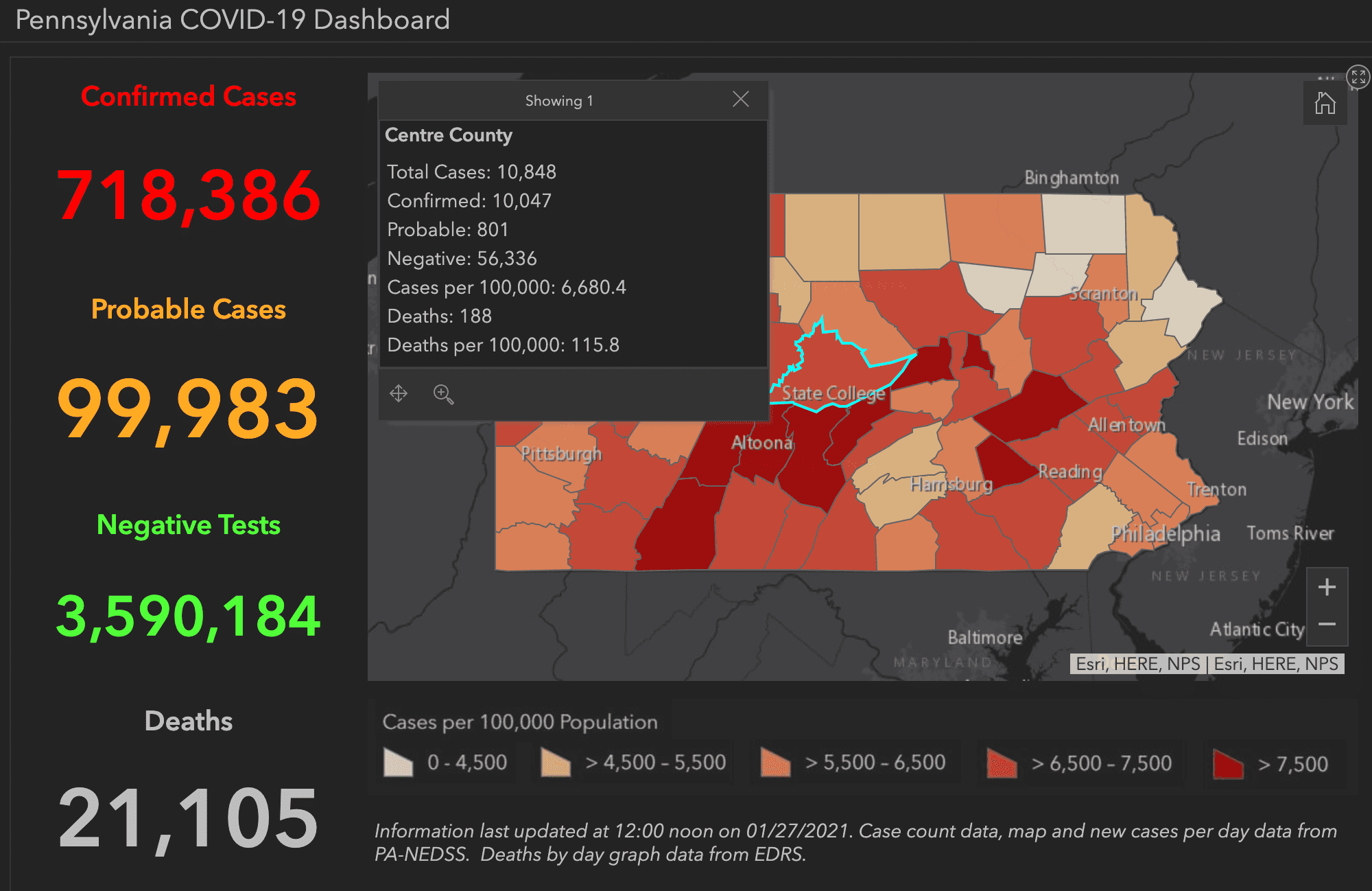 State College - COVID-19 dashboard 1-27-21
