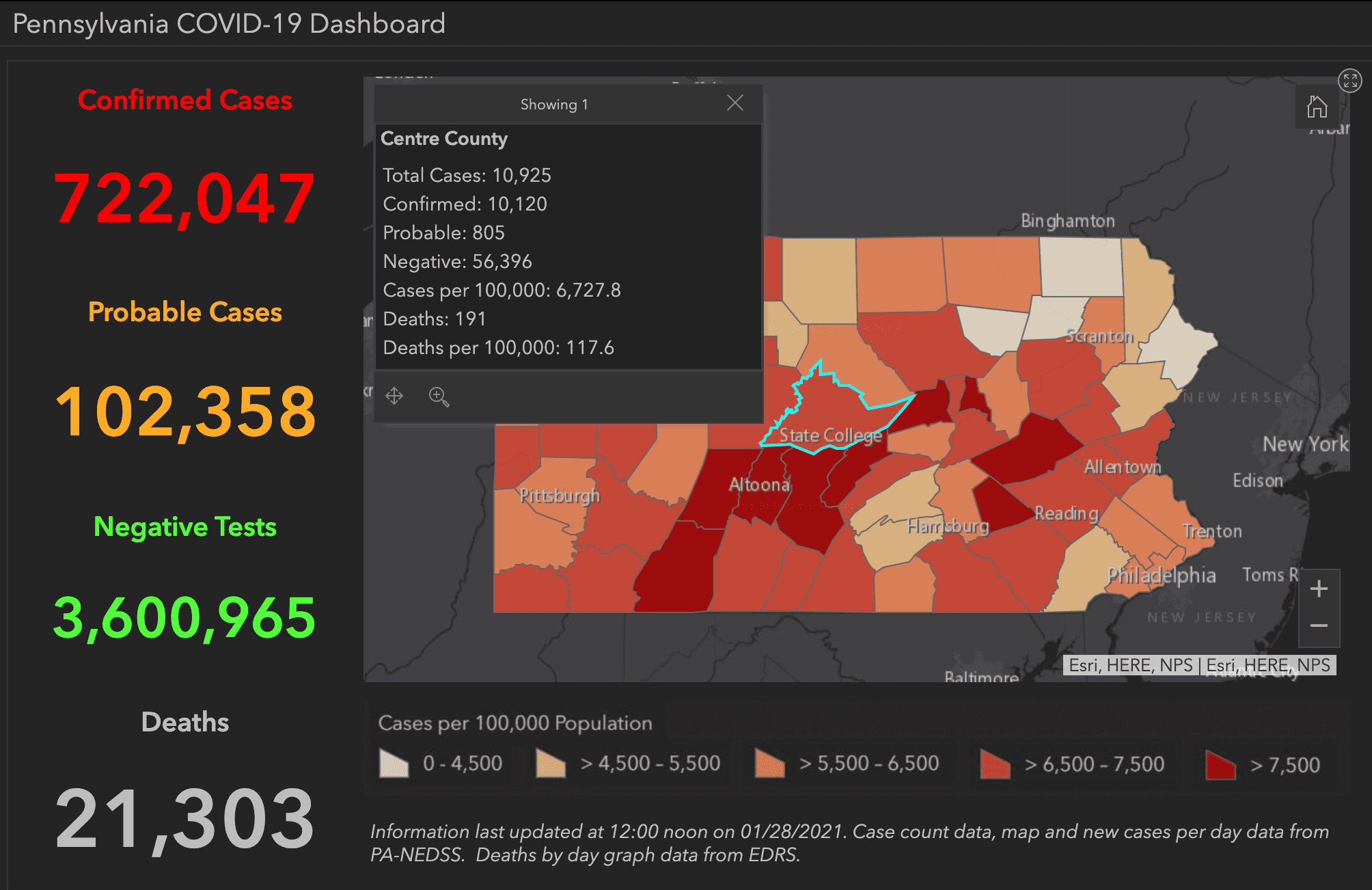 State College - COVID-19 dashboard 1-28-21