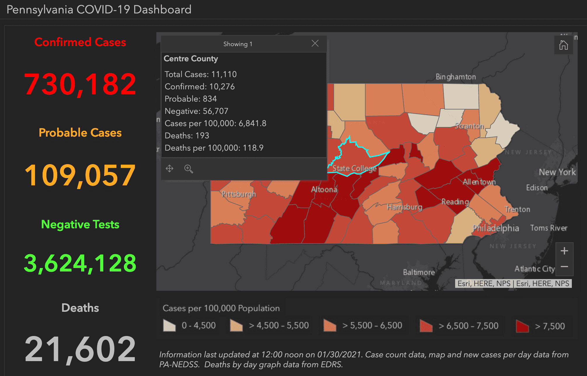 State College - COVID-19 dashboard 1-30-21