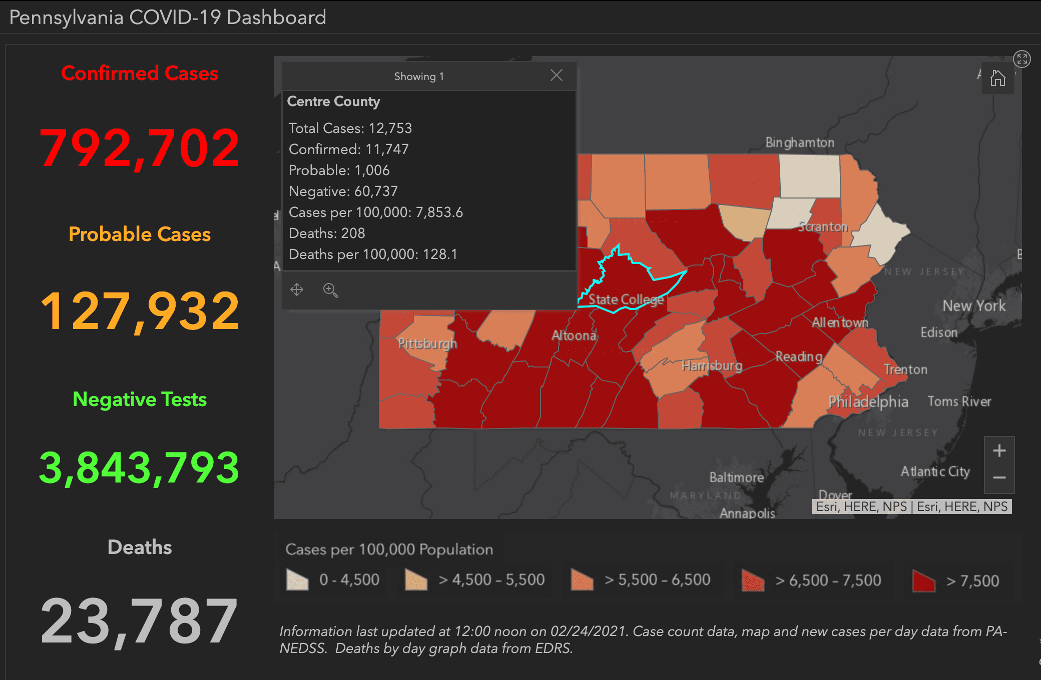 State College - Covid-19 dashboard 2-24-21