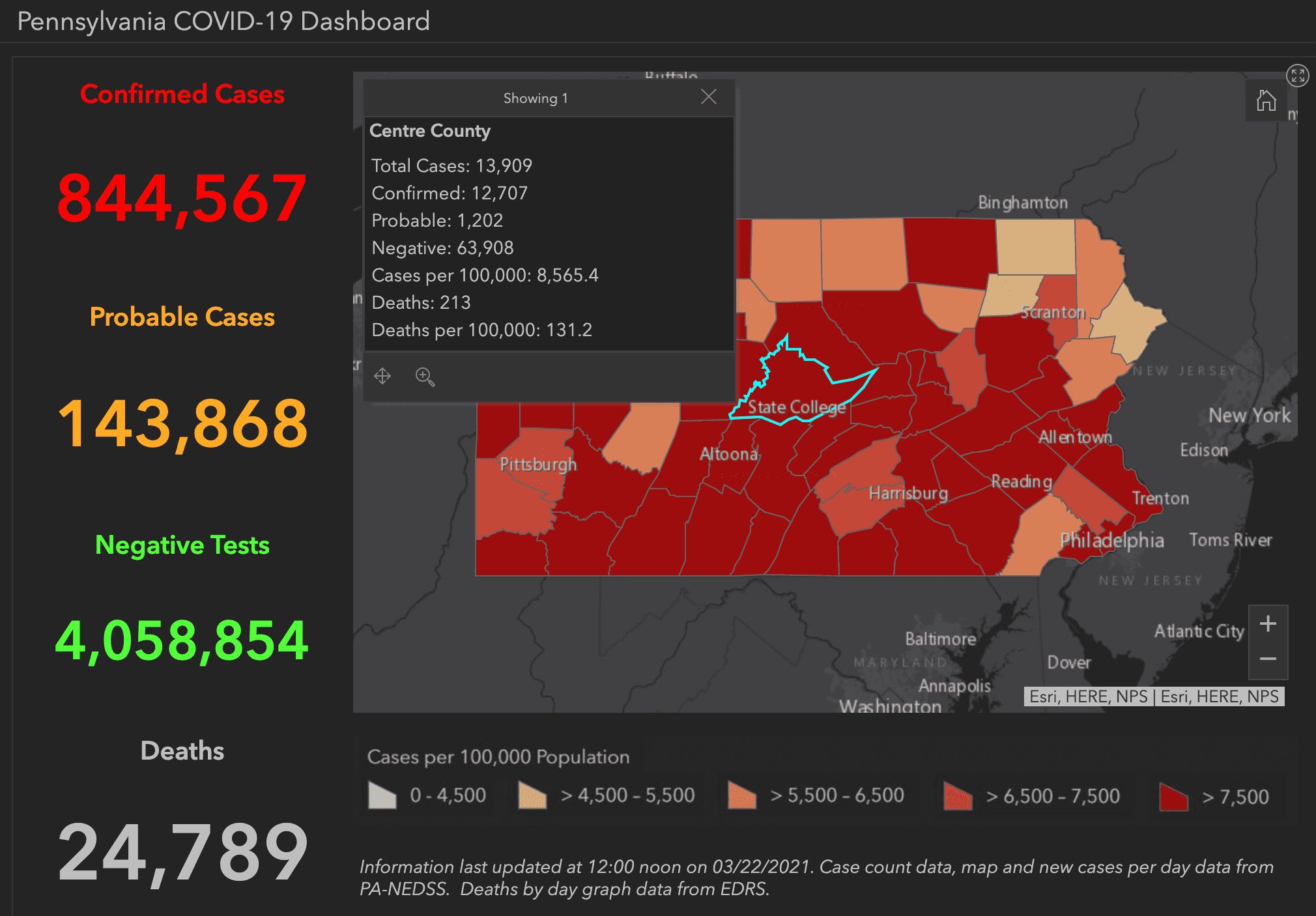 State College - Covid-19 dashboard 3-22-21