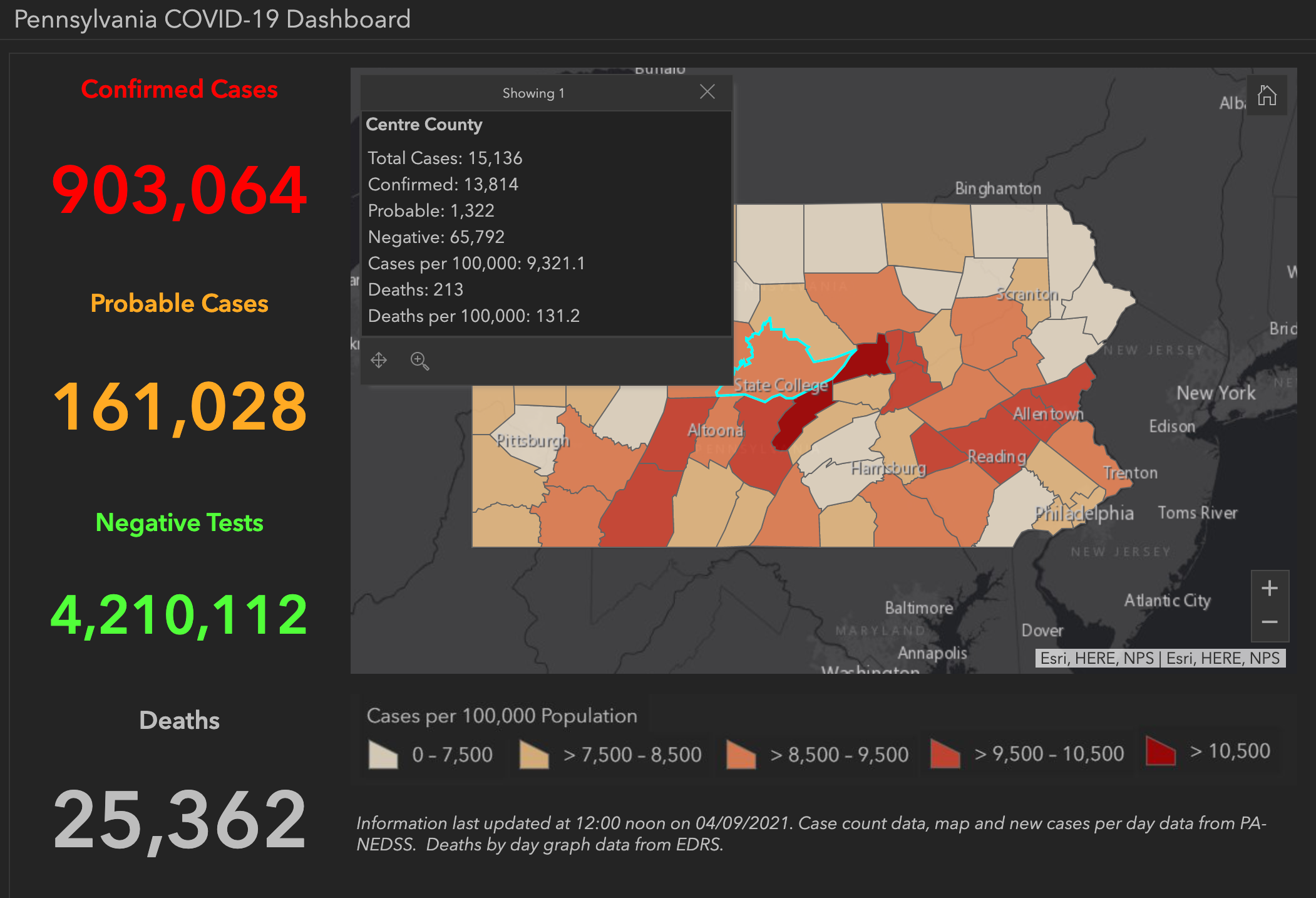 State College - covid-19 dashboard 4-9-21