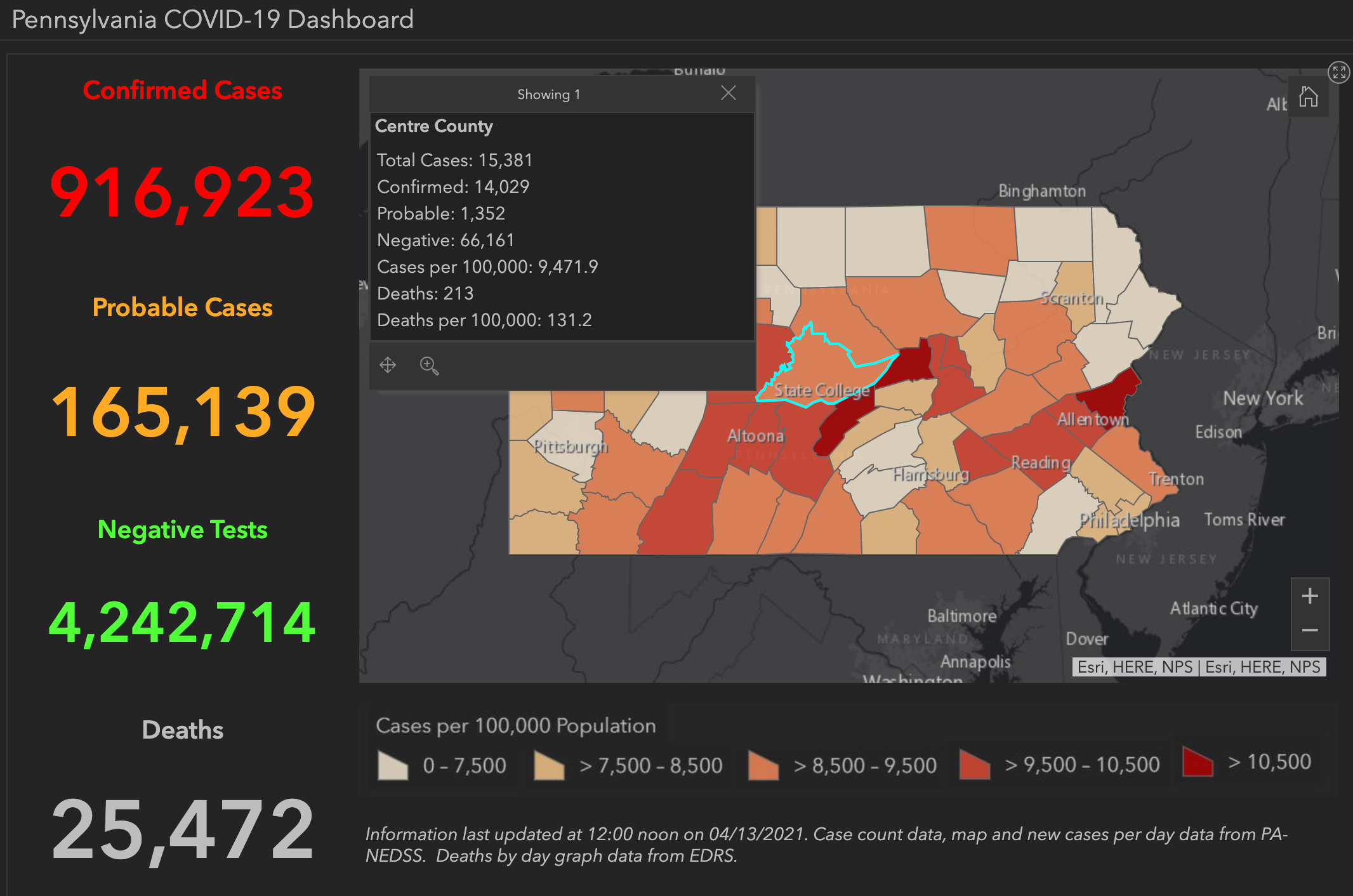 State College - covid-19 dashboard 4-13-21