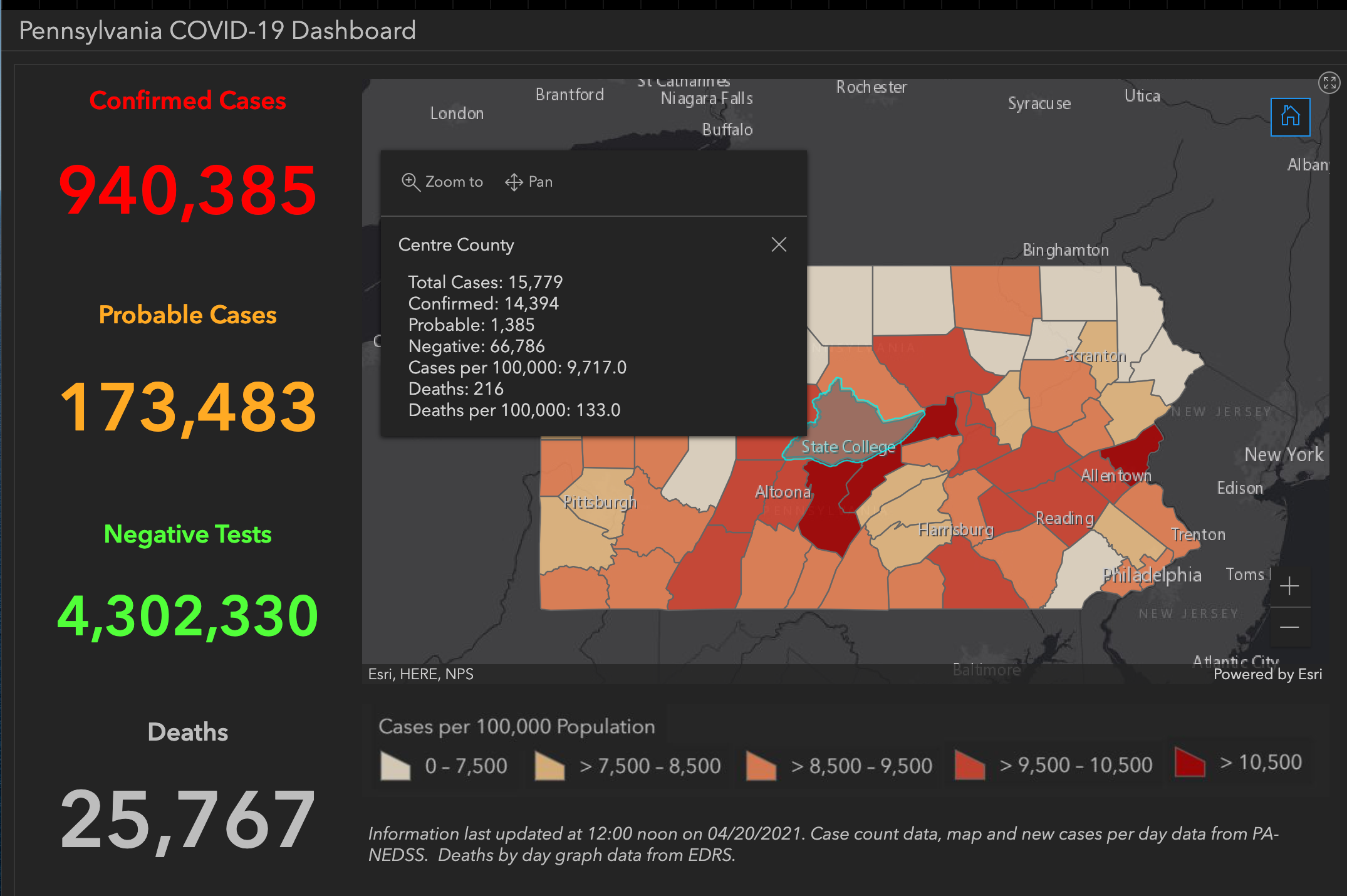State College - Covid-19 dashboard 4-20-21
