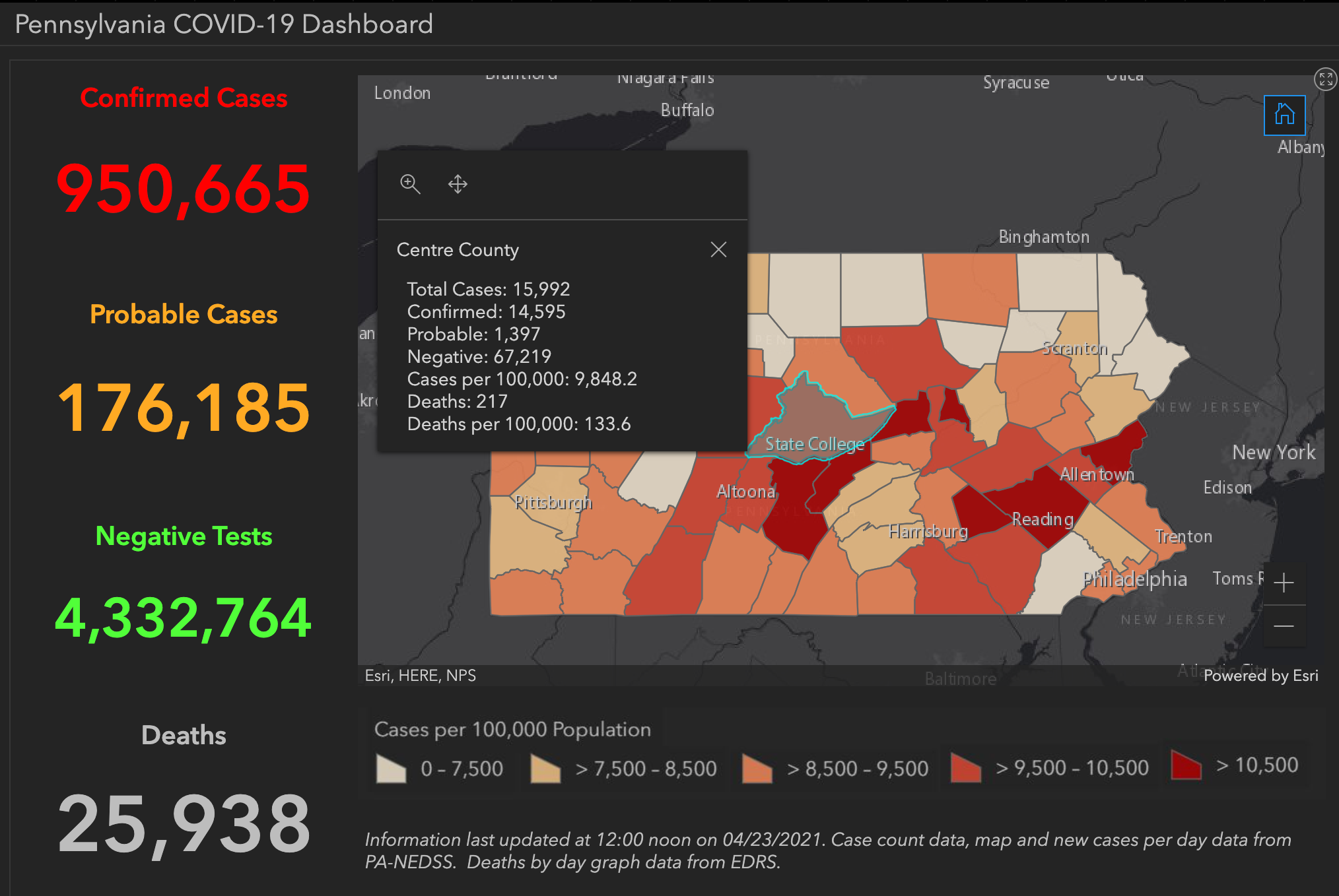 State College - covid-19 dashboard 4-23-21