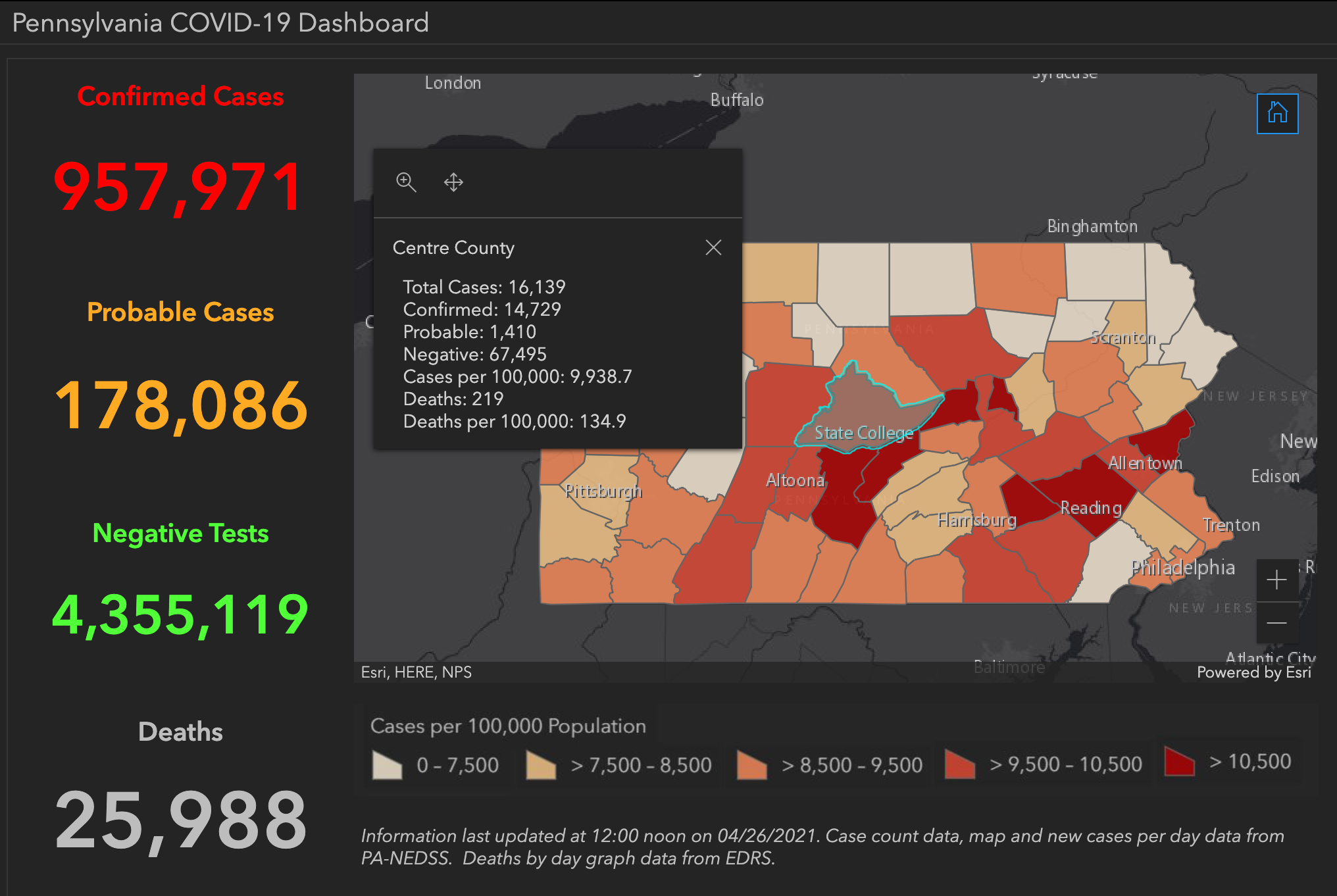 State College - covid-19 dashboard 4-26-21