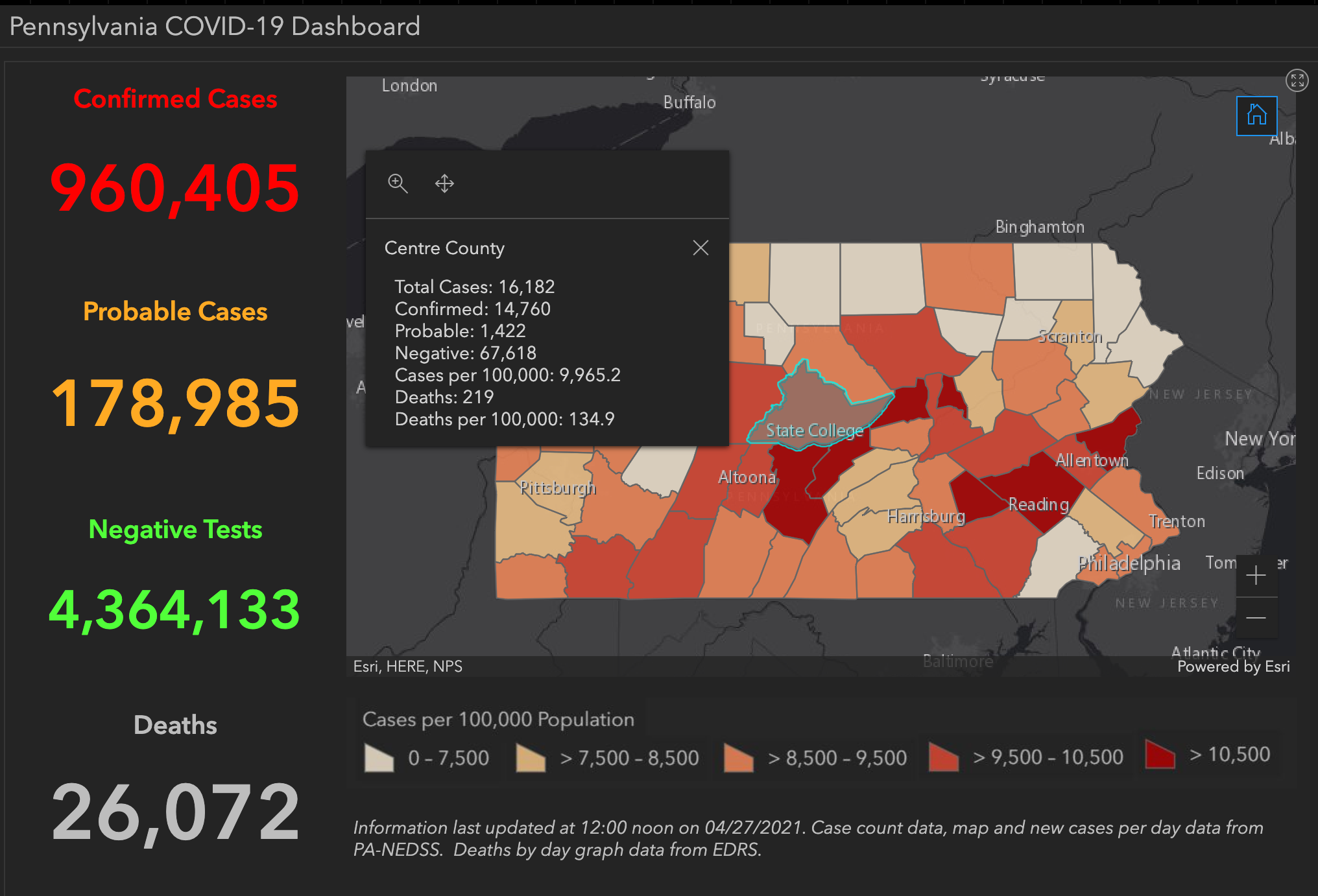 State College - covid-19 dashboard 4-27-21