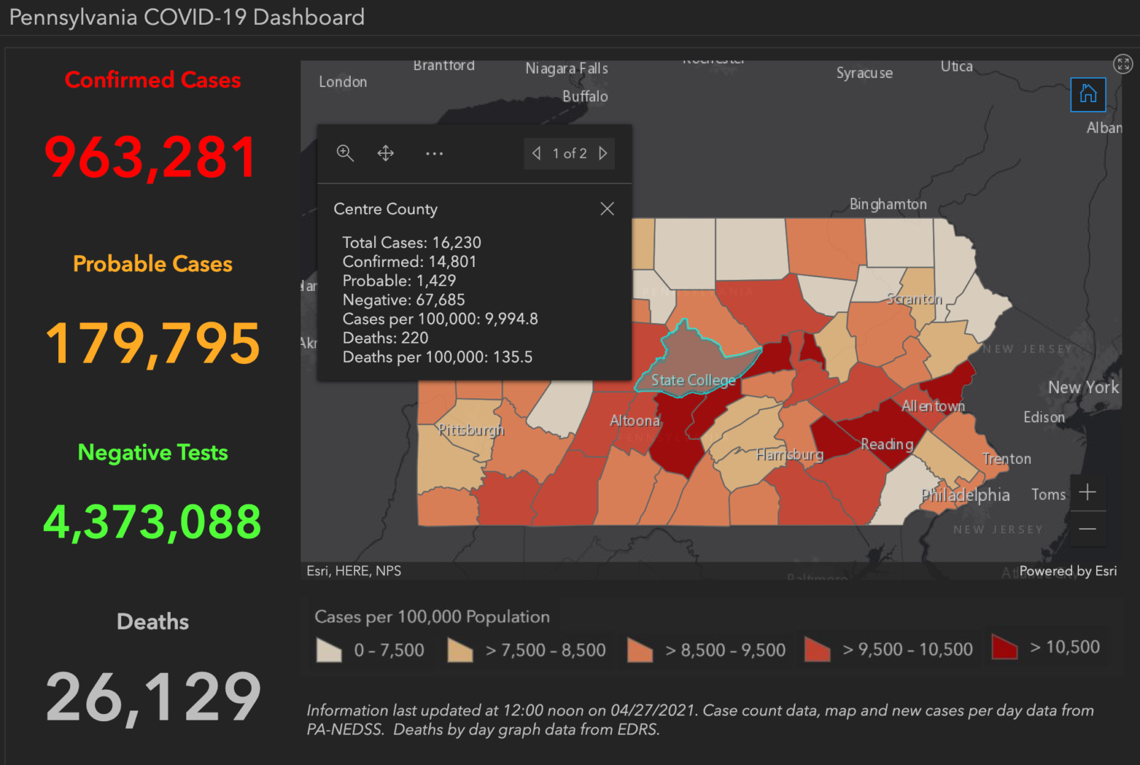 State College - covid-19 dashboard 4-28-21