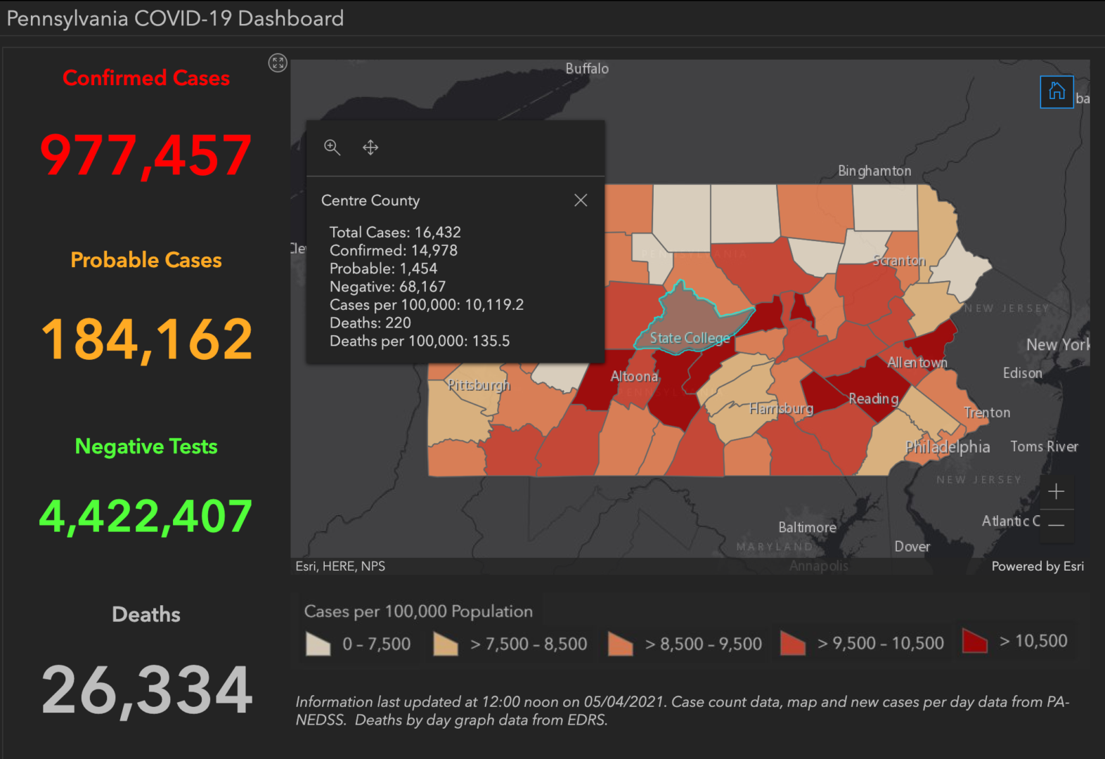 State College - covid-19 dashboard 5-4-21
