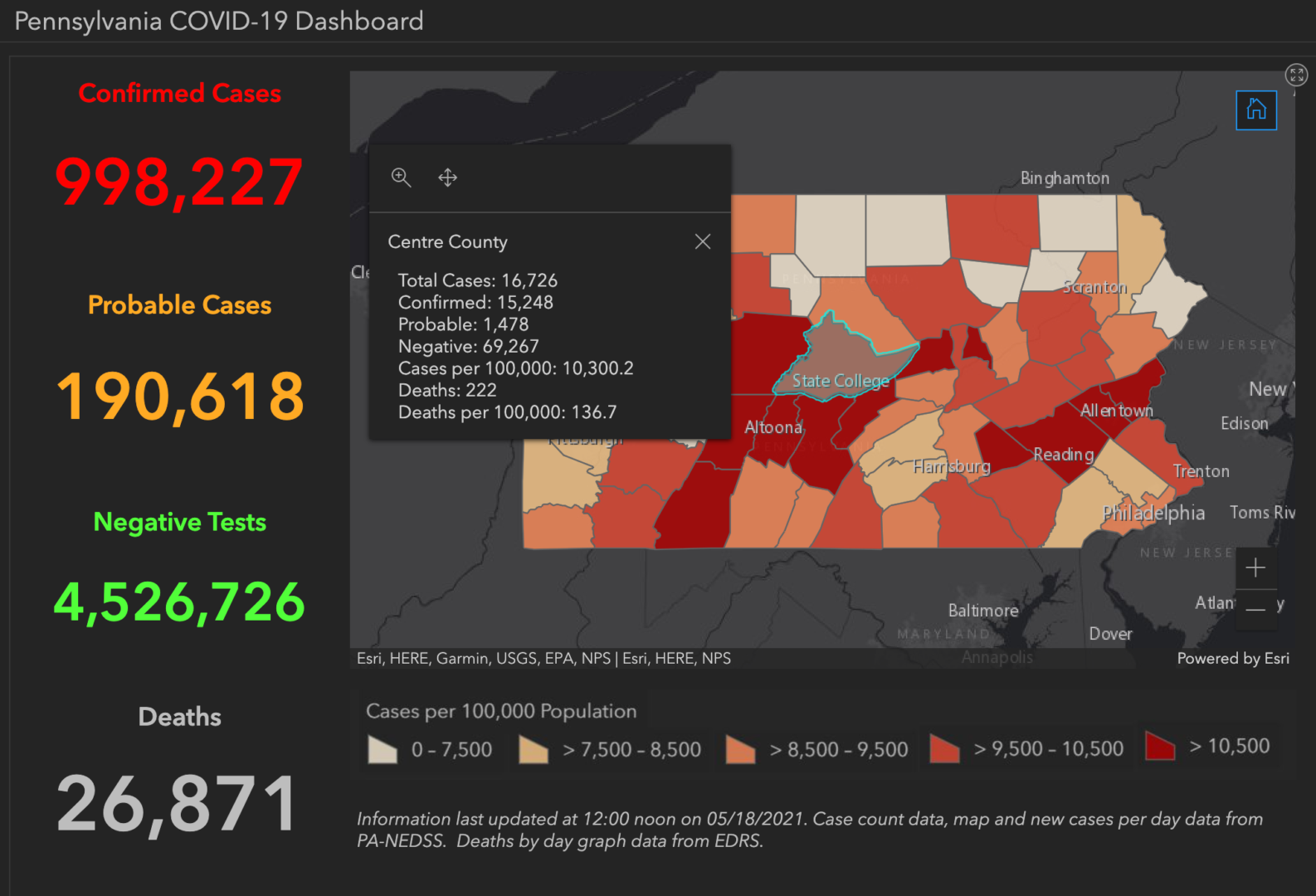 State College - covid-19 dashboard 5-18-21