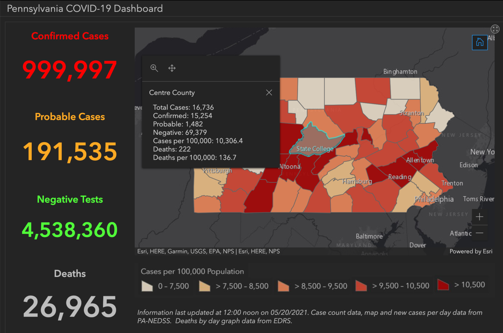 State College - covid-19 dashboard 5-20-21