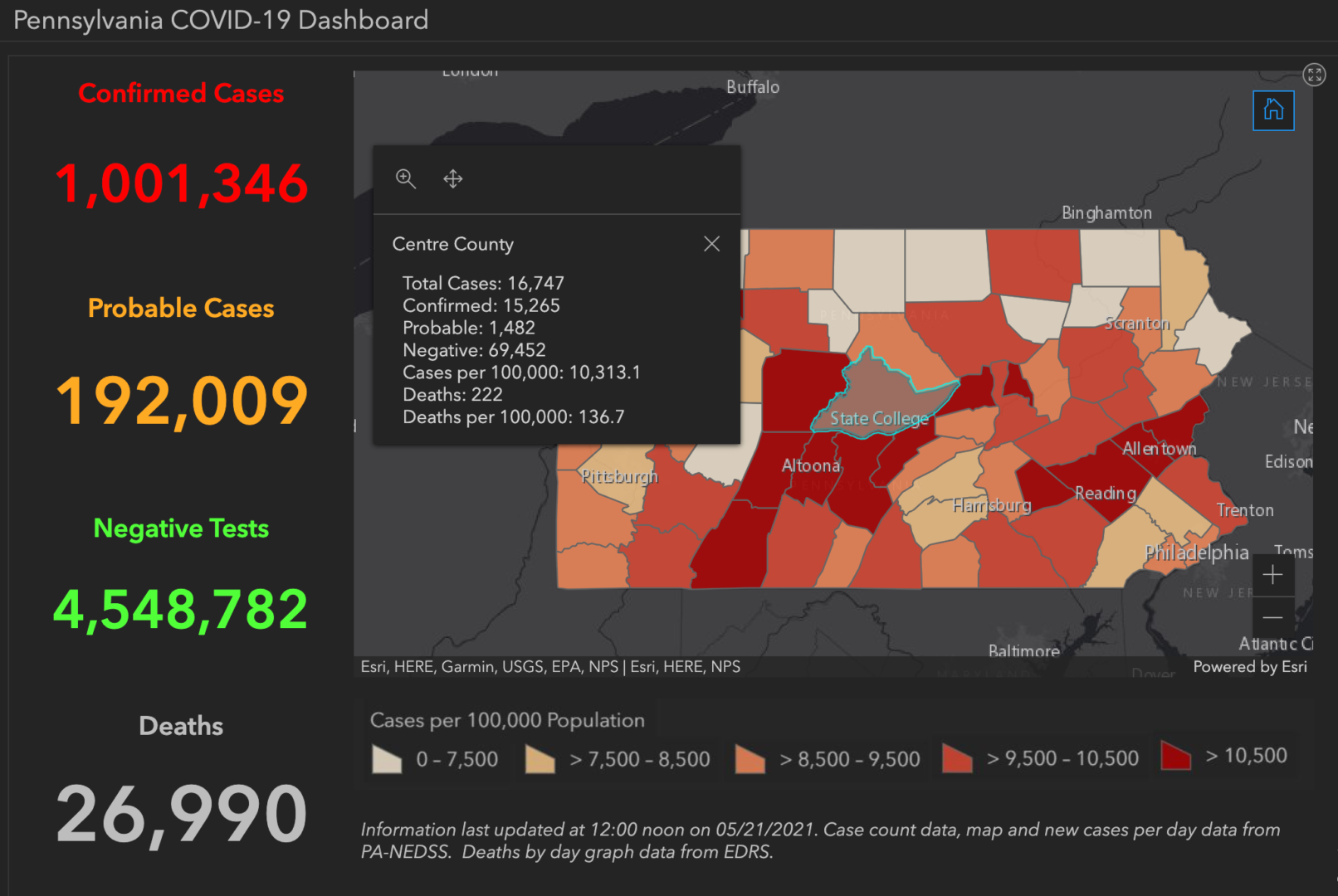 State College - covid-19 dashboard 5-21-21