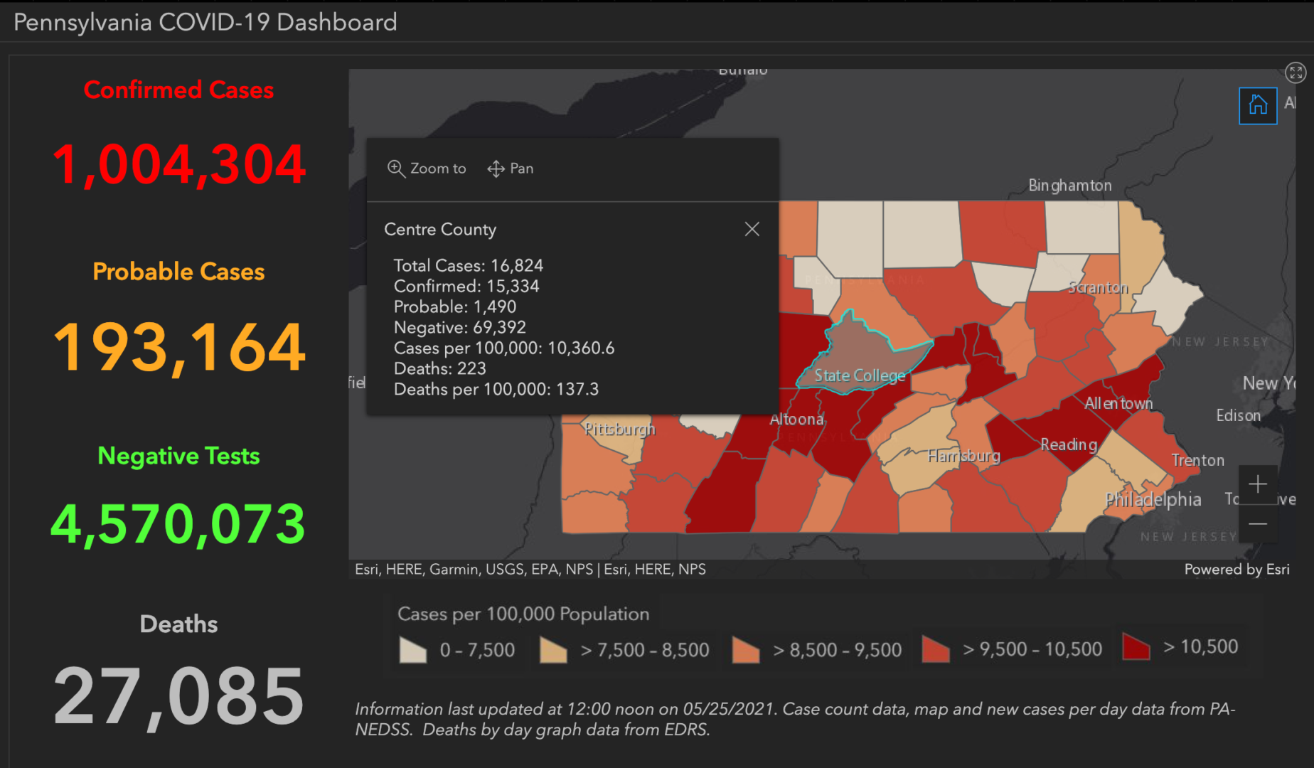 State College - covid-19 dashboard 5-25-21