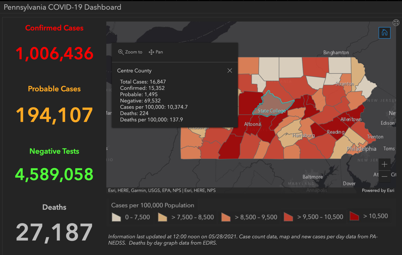 State College - covid-19 dashboard 5-28-21