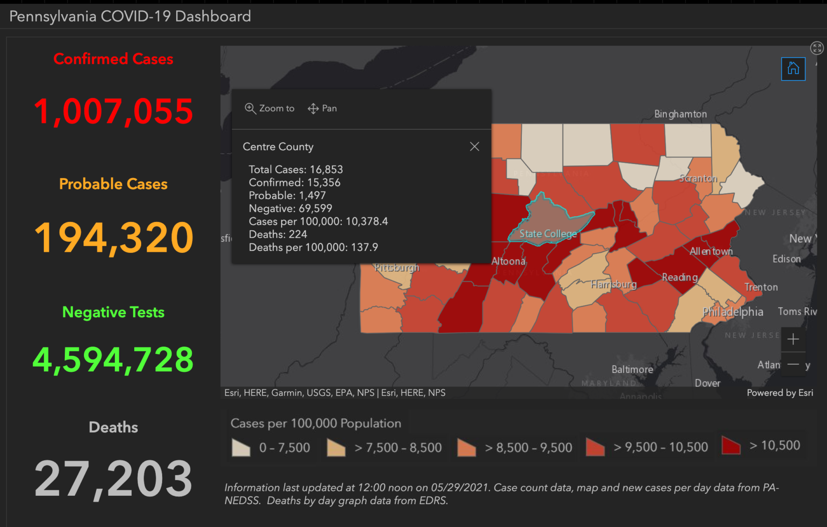 State College - covid-19 dashboard 5-29-21