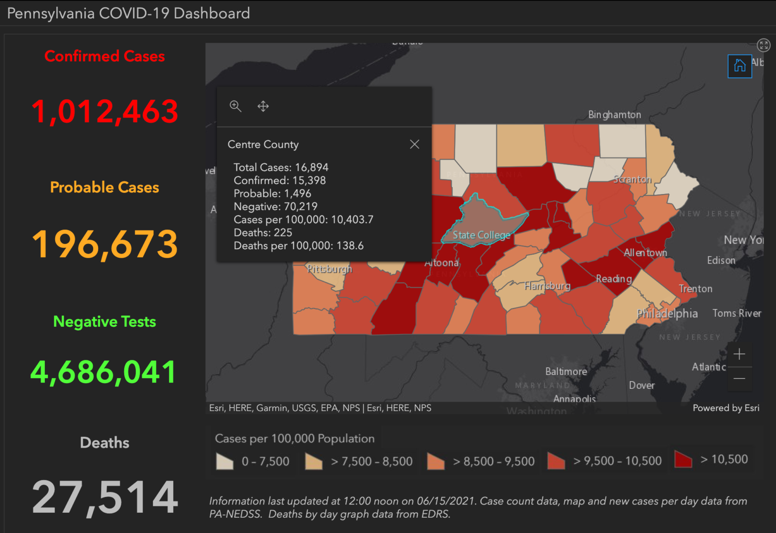 State College - covid-19 dashboard 6-15-21