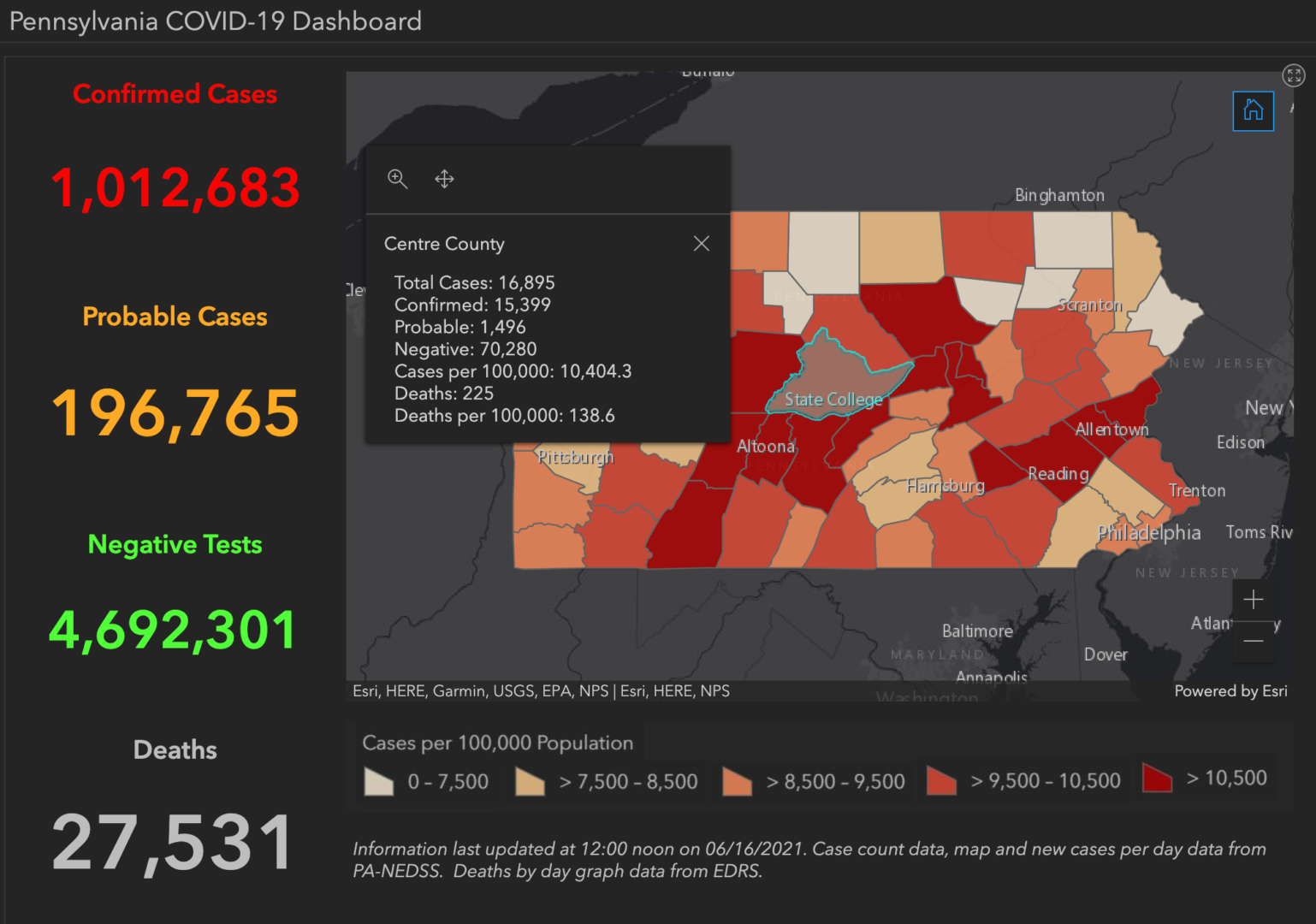 State College - covid-19 dashboard 6-16-21