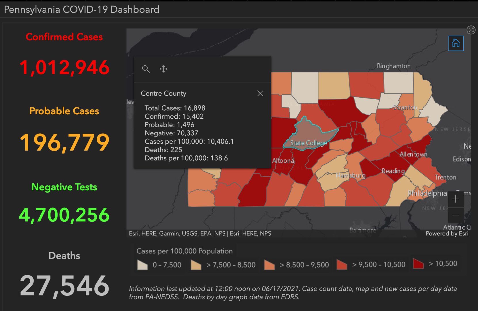 State College - covid-19 dashboard 6-17-21