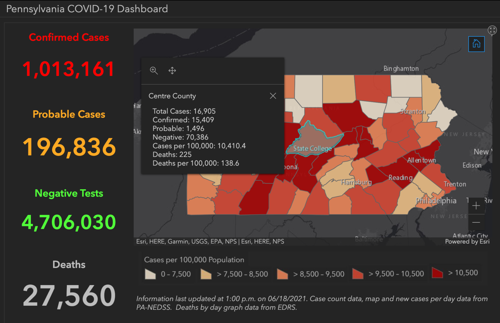 State College - covid-19 dashboard 6-18-21