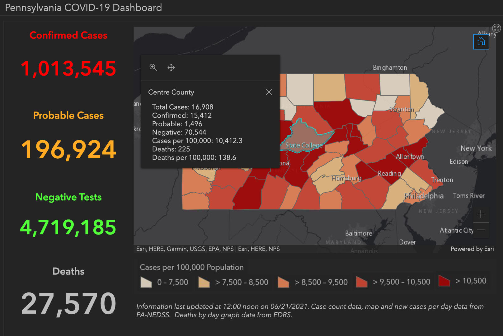 State College - covid-19 dashboard 6-21-21