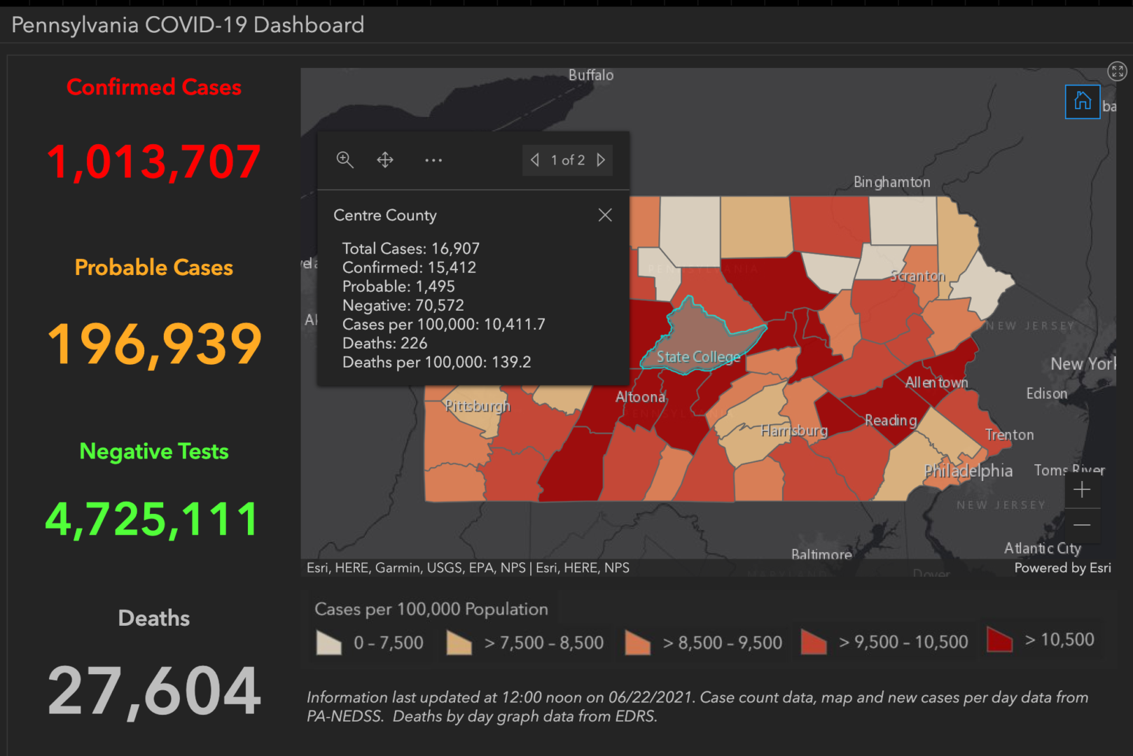 State College - covid-19 dashboard 6-22-21