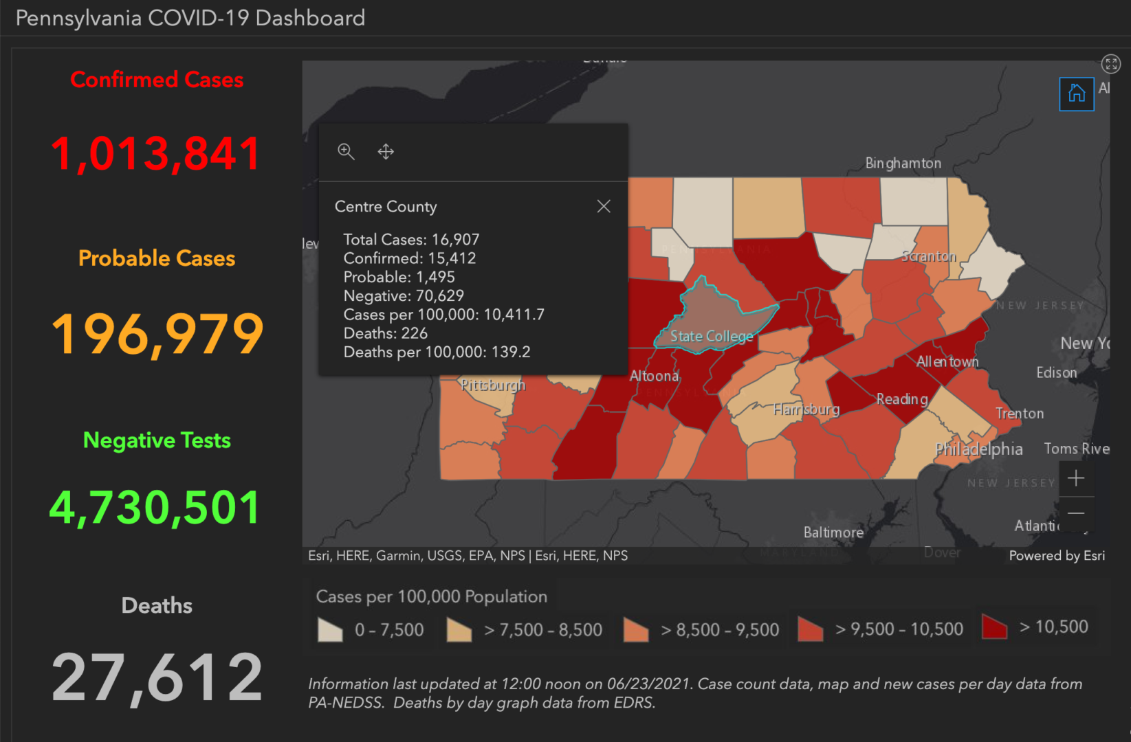State College - covid-19 dashboard 6-23-21