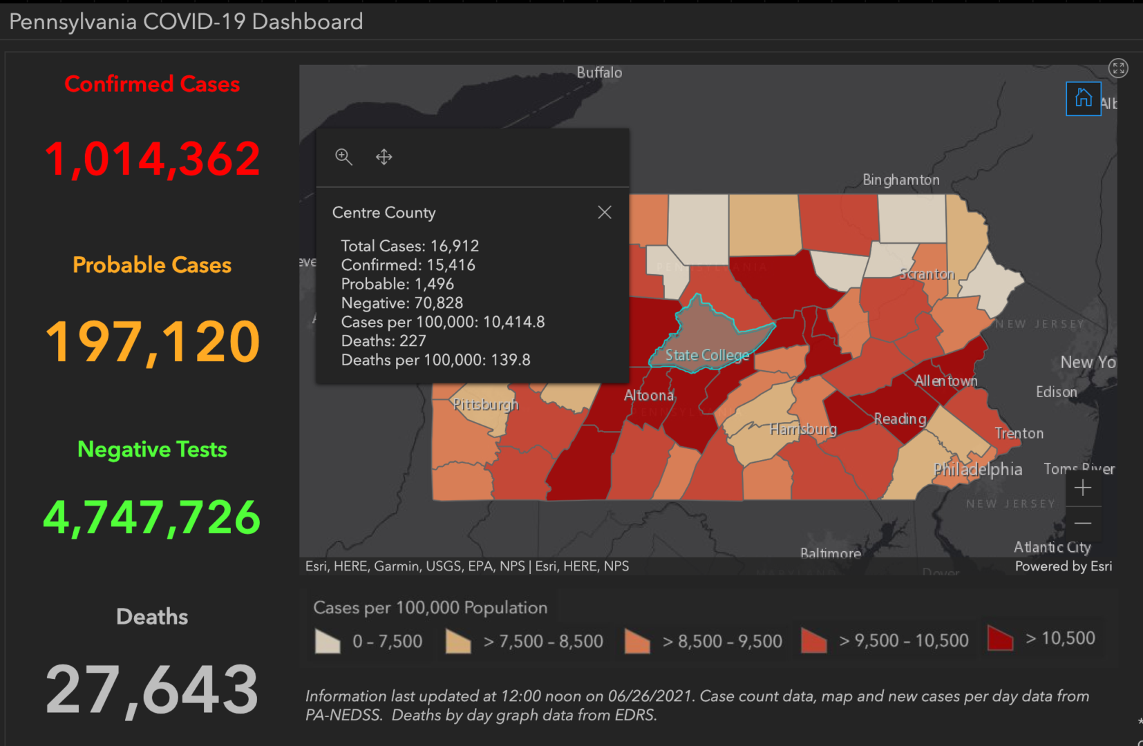 State College - covid-19 dashboard 6-26-21
