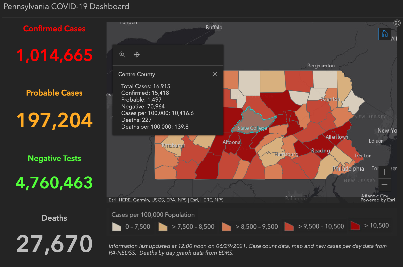 State College - covid-19 dashboard 6-29-21
