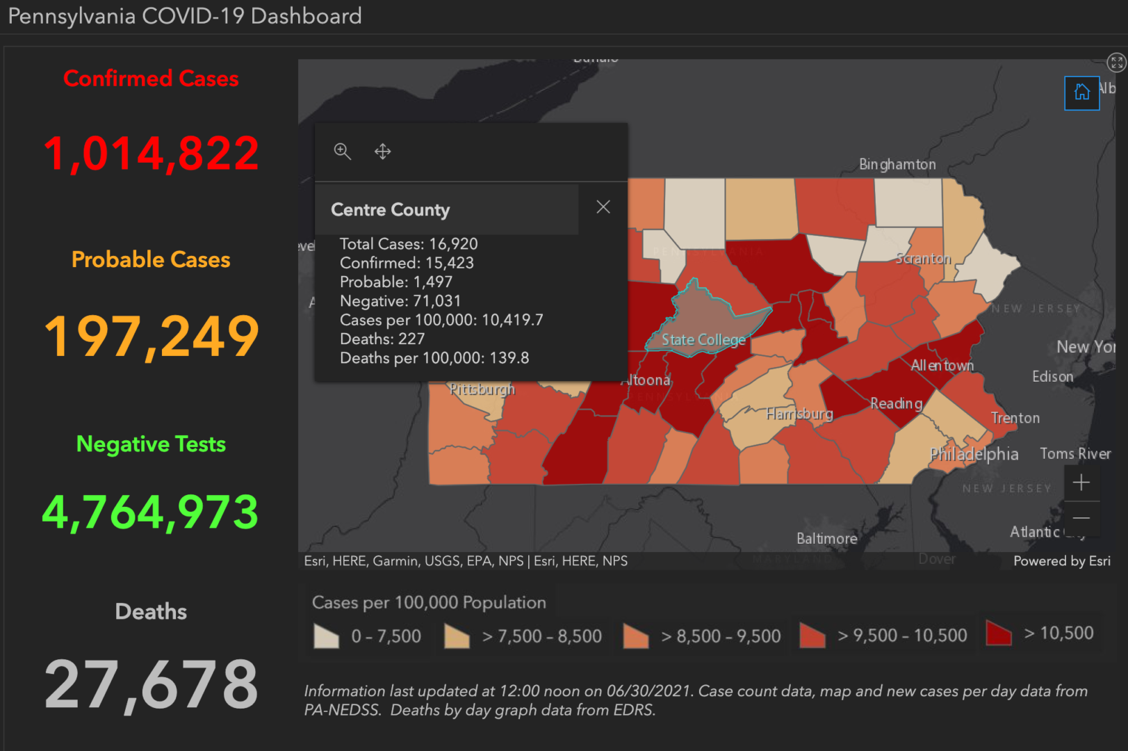 State College - covid-19 dashboard 6-30-21