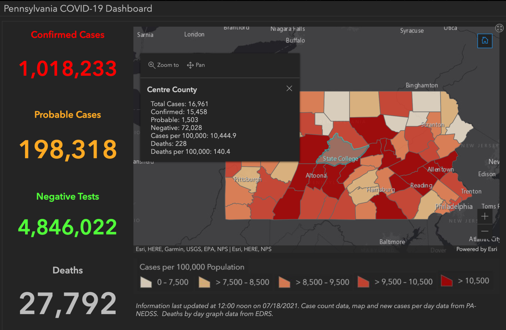 State College - covid-19 dashboard 7-18-21