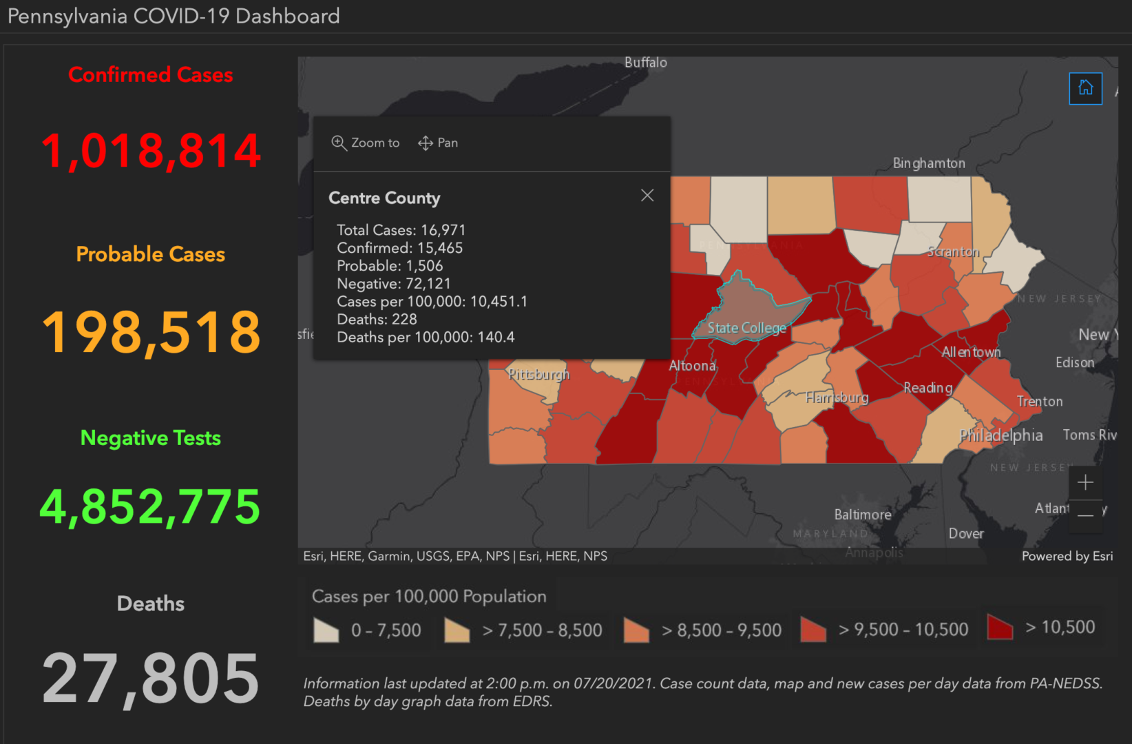 State College - covid-19 dashboard 7-20-21
