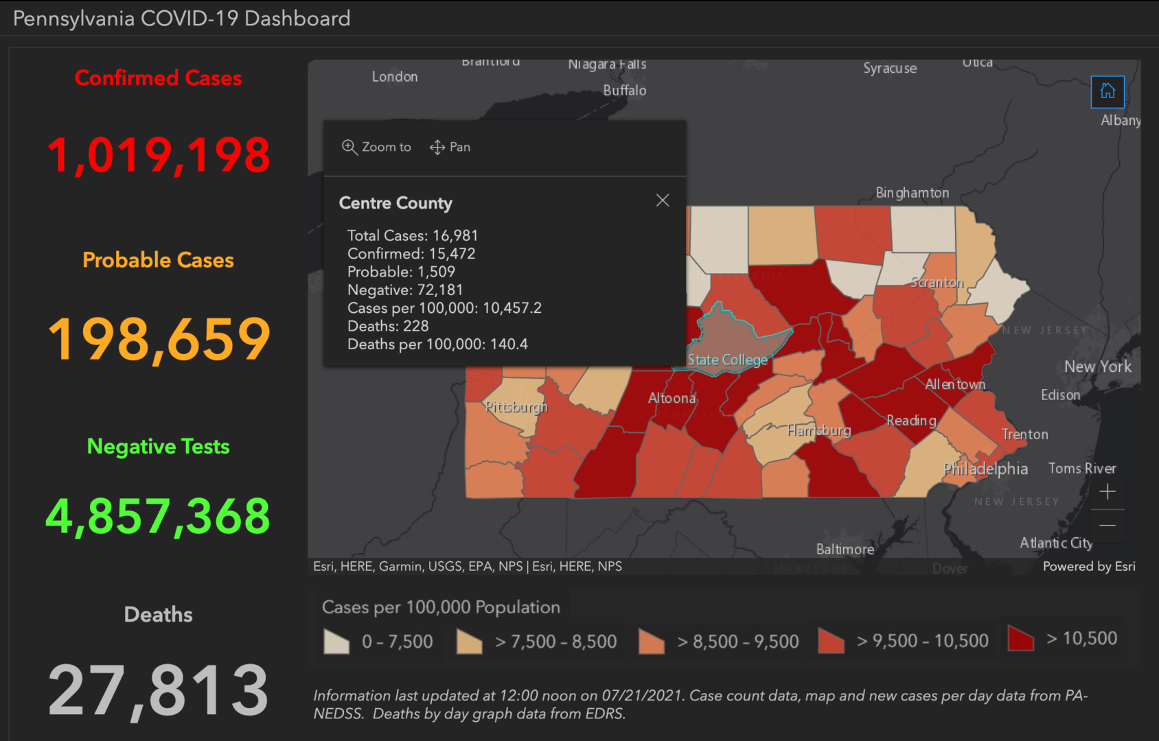 State College - covid-19 dashboard 7-21-21