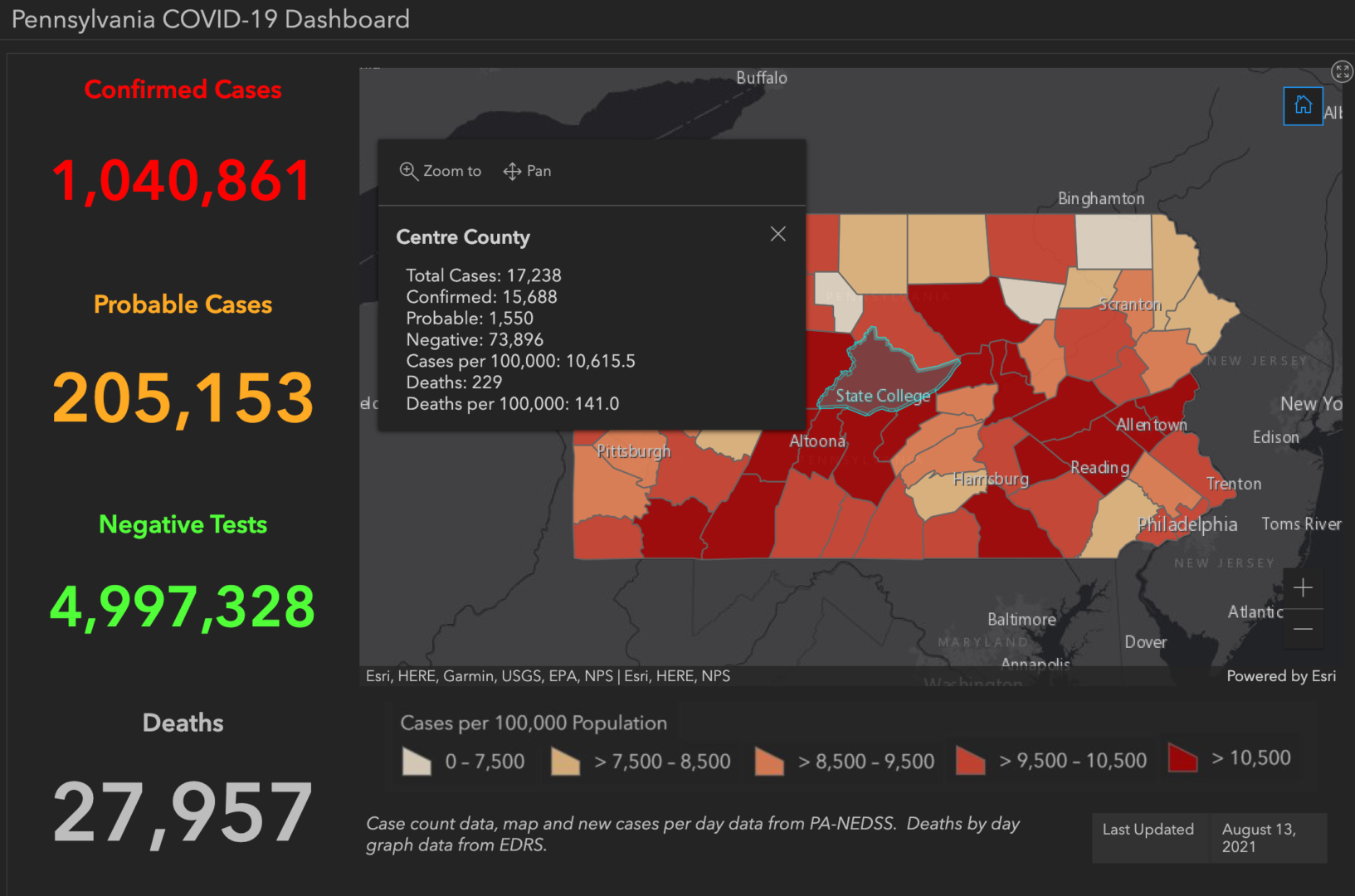 State College - covid-19 dashboard 8-13-21