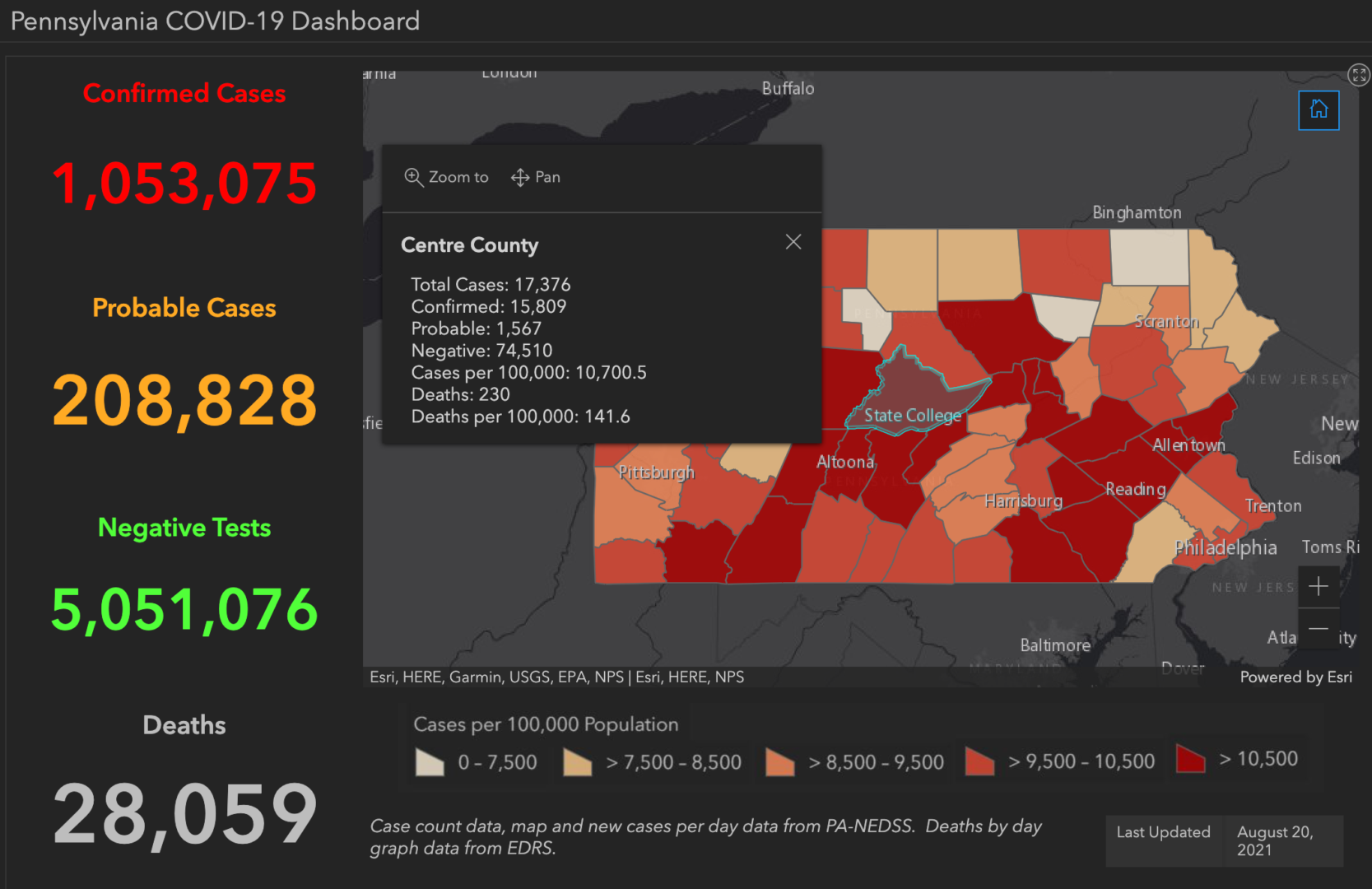 State College - covid-19 dashboard 8-20-21