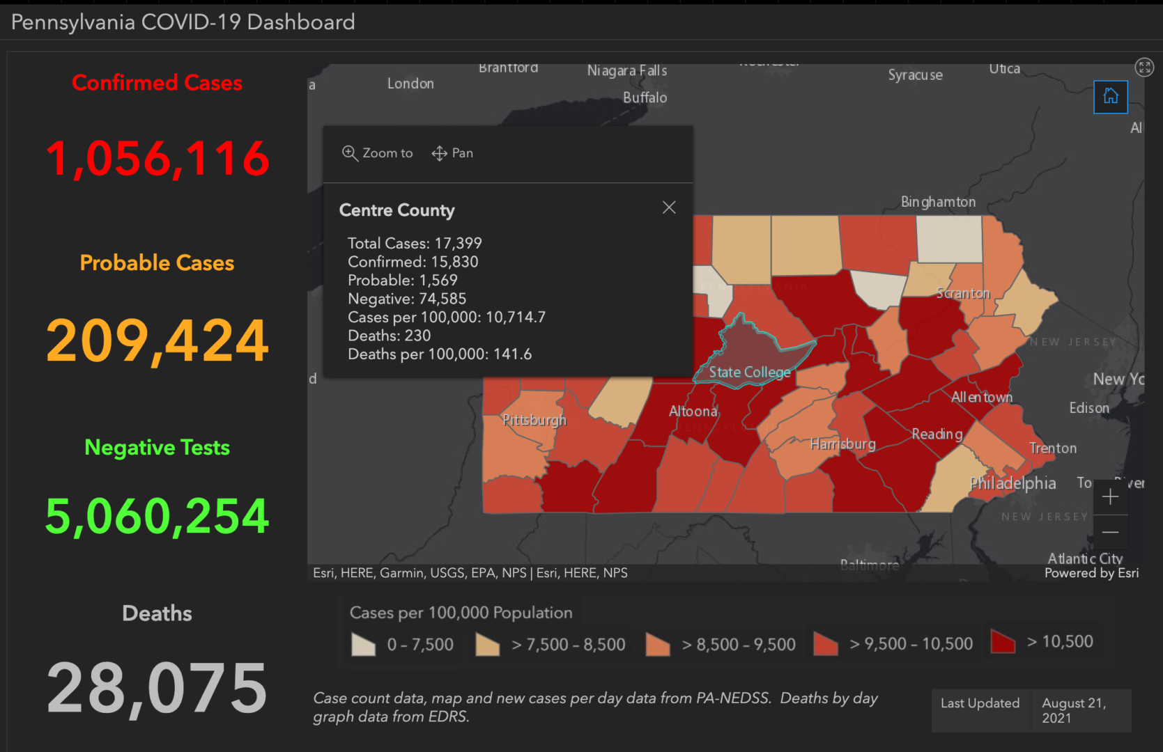 State College - covid-19 dashboard 8-21-21