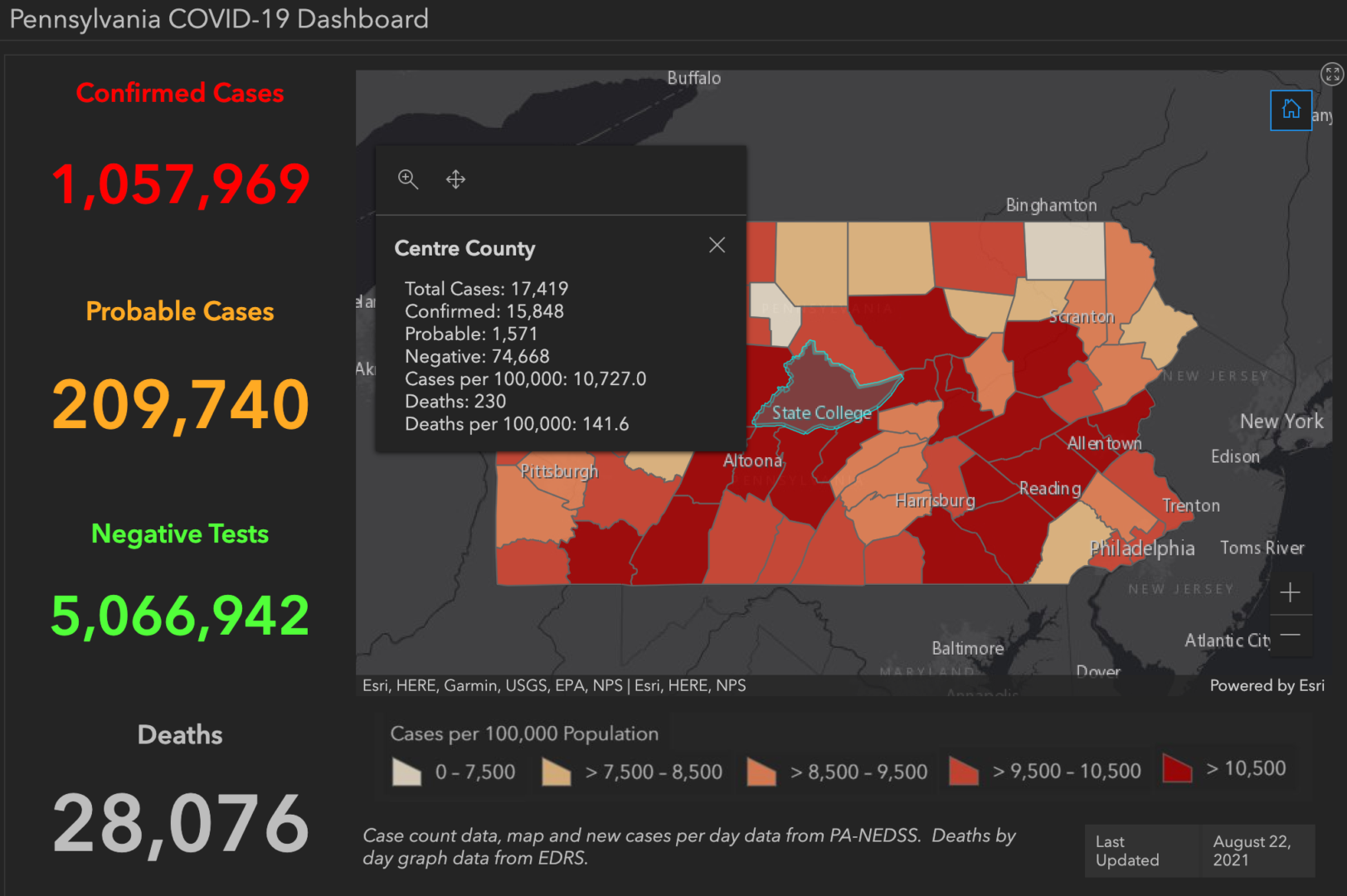 State College - covid-19 dashboard 8-22-21