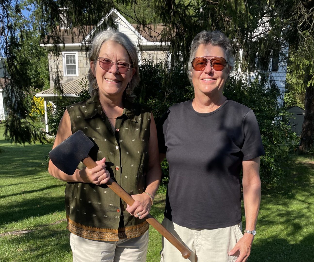 State College - Deborah and Elizabeth Hamilton with their H. Mann Axe