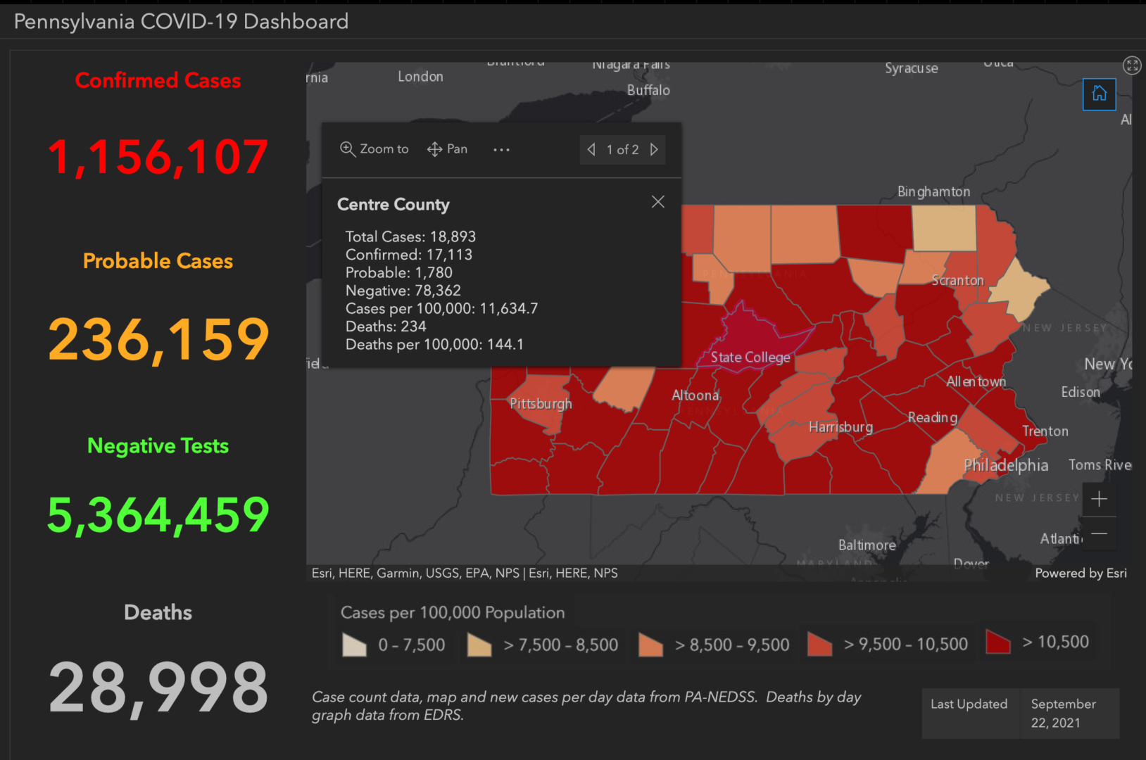 State College - covid-19 dashboard 9-22-21