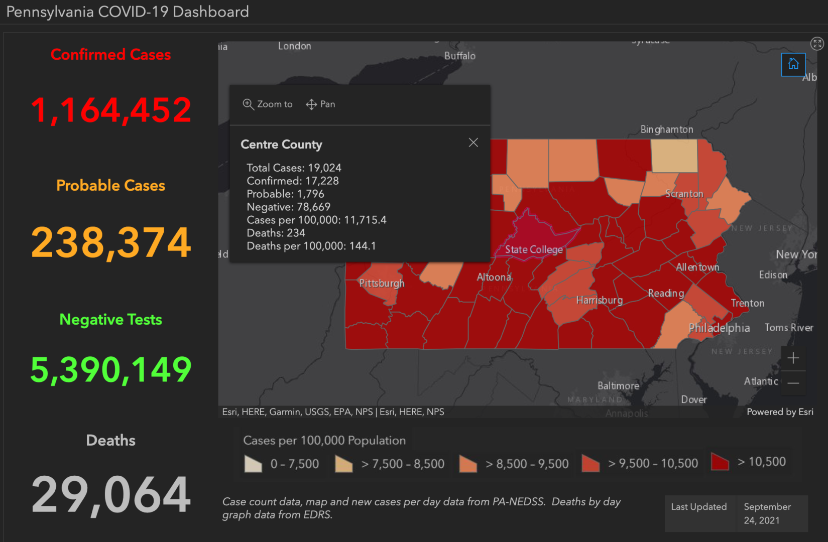 State College - covid-19 dashboard 9-24-21