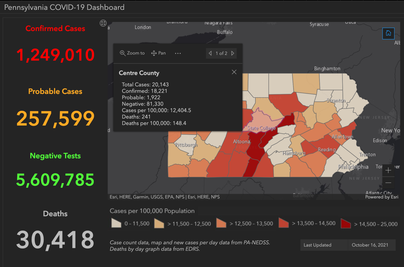 State College - covid-19 dashboard 10-16-21
